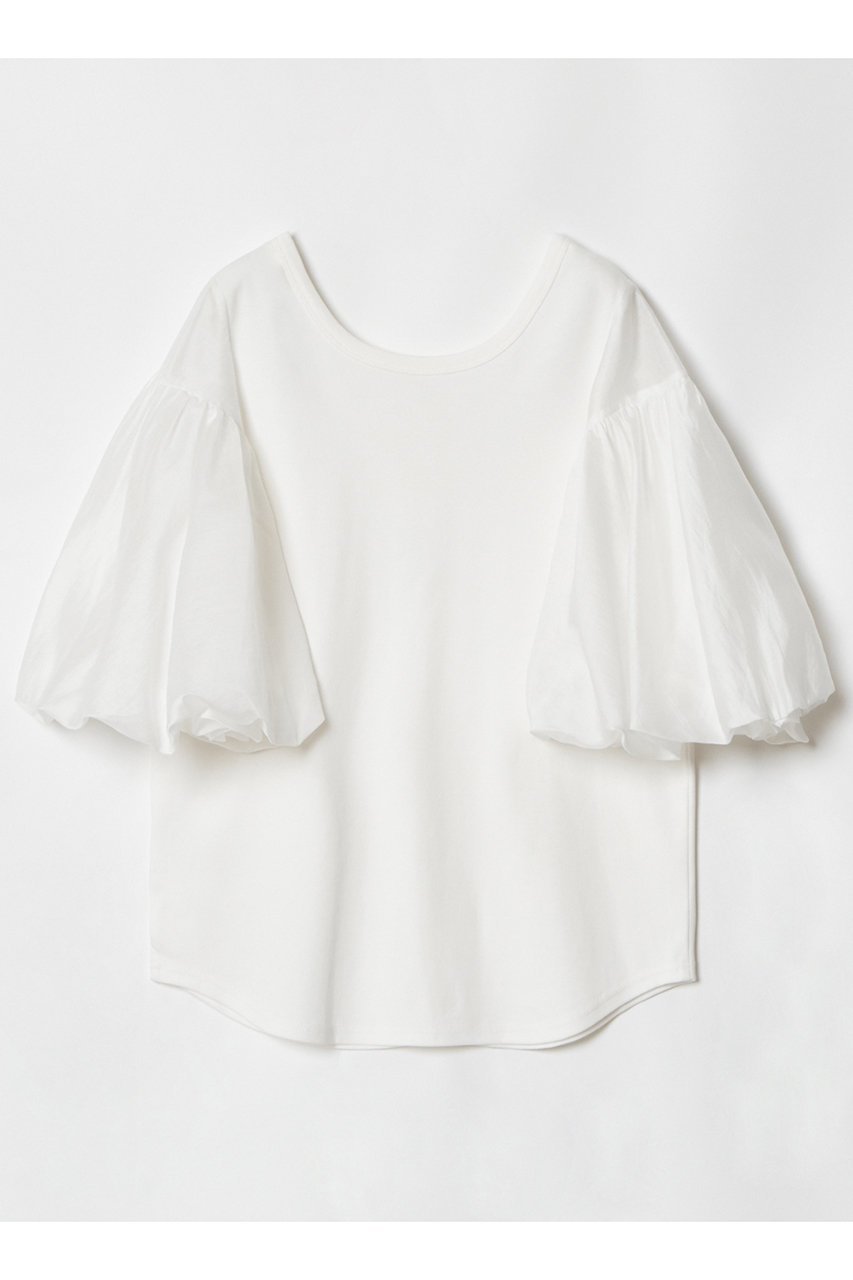 【アルアバイル/allureville】のフライスコンビボリュームスリーブプルオーバー 人気、トレンドファッション・服の通販 founy(ファニー) 　ファッション　Fashion　レディースファッション　Fashion for Women　トップス・カットソー　Cut & Sew Tops　シャツ・ブラウス・オフィスカジュアル　Elegant Blouses & Button-Ups　ロングTシャツ・Tシャツ　Longline T-Shirts & Tees　カジュアルプルオーバー・ニットトップス　Pullovers & Knit Tops / Casual Pullovers　カットソー・ベーシックTシャツ　Cut-and-Sewn Tops / Stretch Tees & Basics　ボリューム袖・フリルスリーブブラウス　Voluminous & Ruffle Sleeves / Puffy Sleeve Tops　カーディガン　Cardigan, Knitwear　ギャザー　Gathered, Ruffled　シアー　Sheer, See-Through　ショート　Short, Short Length　スリーブ　Sleeve, Long Sleeve / Short Sleeve　再入荷　Restock / Back in Stock　other-2|ID: prp329100004499273 ipo3291000000035054236