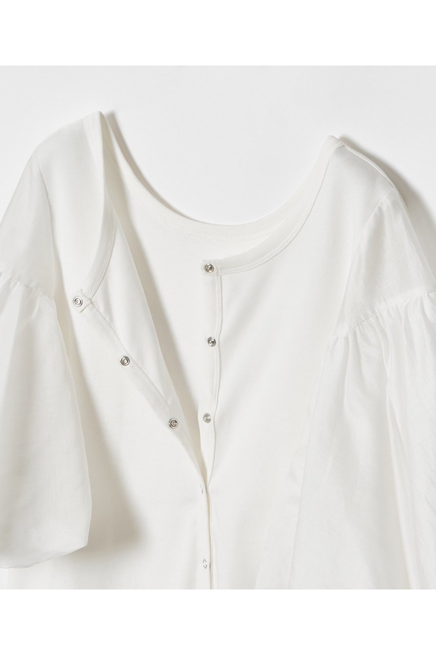 【アルアバイル/allureville】のフライスコンビボリュームスリーブプルオーバー 人気、トレンドファッション・服の通販 founy(ファニー) 　ファッション　Fashion　レディースファッション　Fashion for Women　トップス・カットソー　Cut & Sew Tops　シャツ・ブラウス・オフィスカジュアル　Elegant Blouses & Button-Ups　ロングTシャツ・Tシャツ　Longline T-Shirts & Tees　カジュアルプルオーバー・ニットトップス　Pullovers & Knit Tops / Casual Pullovers　カットソー・ベーシックTシャツ　Cut-and-Sewn Tops / Stretch Tees & Basics　ボリューム袖・フリルスリーブブラウス　Voluminous & Ruffle Sleeves / Puffy Sleeve Tops　カーディガン　Cardigan, Knitwear　ギャザー　Gathered, Ruffled　シアー　Sheer, See-Through　ショート　Short, Short Length　スリーブ　Sleeve, Long Sleeve / Short Sleeve　再入荷　Restock / Back in Stock　other-3|ID: prp329100004499273 ipo3291000000035054237