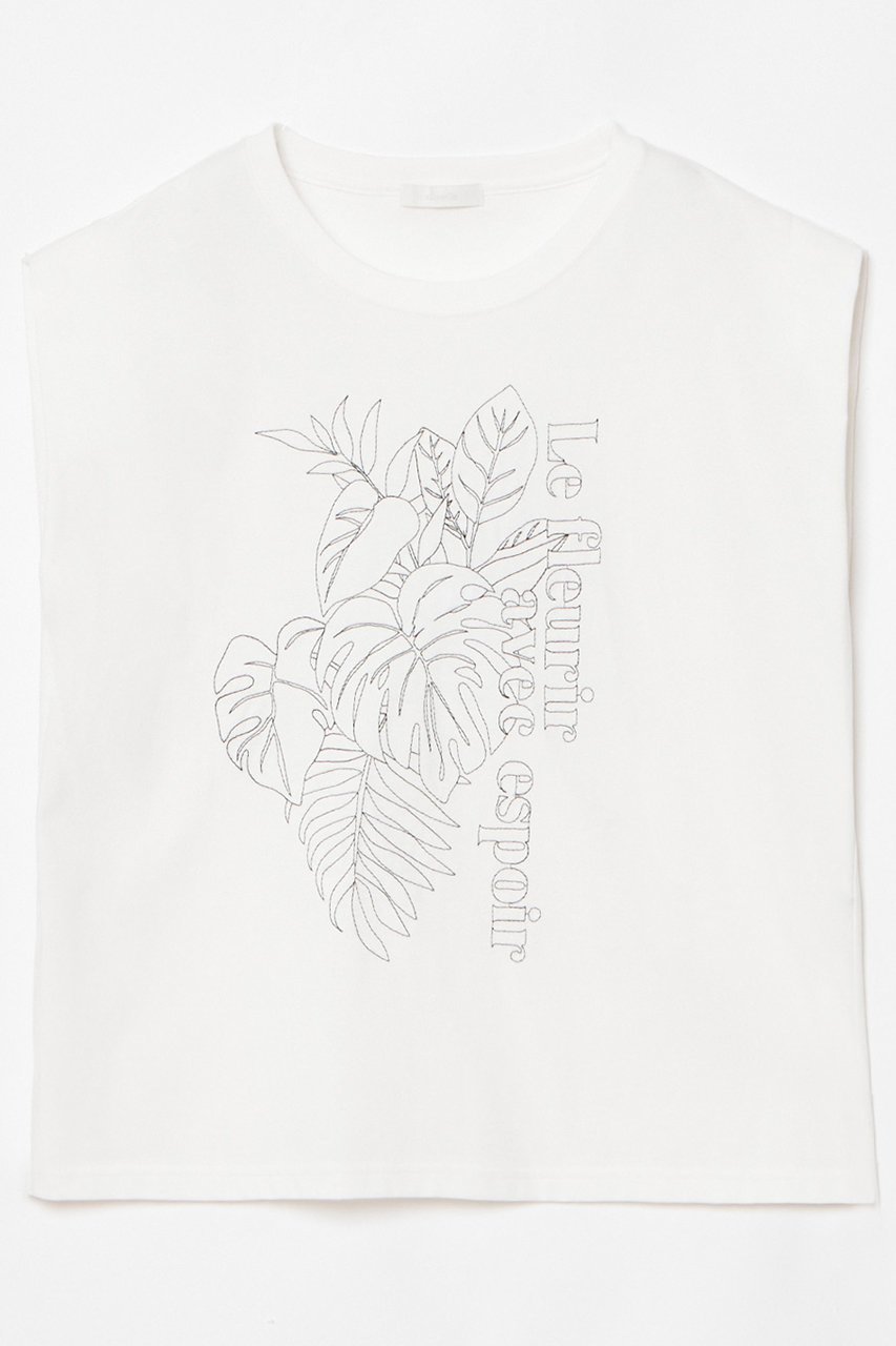 【アルアバイル/allureville】のボタニカル刺繍Tシャツ インテリア・キッズ・メンズ・レディースファッション・服の通販 founy(ファニー) 　ファッション　Fashion　レディースファッション　WOMEN　トップス・カットソー　Tops/Tshirt　シャツ/ブラウス　Shirts/Blouses　ロング / Tシャツ　T-Shirts　カットソー　Cut and Sewn　グラフィック　Graphic　ショルダー　Shoulder　ショート　Short　シンプル　Simple　ジャケット　Jacket　スリーブ　Sleeve　フレンチ　French　プリント　Print　ボタニカル　Botanical　オフホワイト|ID: prp329100004499274 ipo3291000000031742192