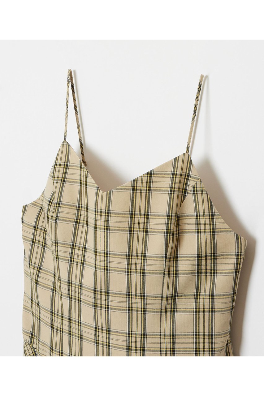 【アルアバイル/allureville】のチェックバックコンシャスキャミワンピース 人気、トレンドファッション・服の通販 founy(ファニー) 　ファッション　Fashion　レディースファッション　Fashion for Women　ワンピース　Dresses　キャミソールワンピース　Camisole Dresses　チュニック　Tunic Tops & Dresses　おすすめ　Recommended / Our Picks　インナー　Innerwear　カーディガン　Cardigan, Knitwear　キャミソール　Camisole, Spaghetti Strap Top　コンパクト　Compact, Small Size　タンク　Tank Top, Sleeveless Top　チェック　Check, Plaid, Tartan　チュニック　Tunic, Long Top　フェミニン　Feminine, Girly　フレア　Flare, Flared　ロング　Long, Long-Length　エレガント 上品　Elegant　羽織　Haori, Light Jacket　other-3|ID: prp329100004499276 ipo3291000000032707548