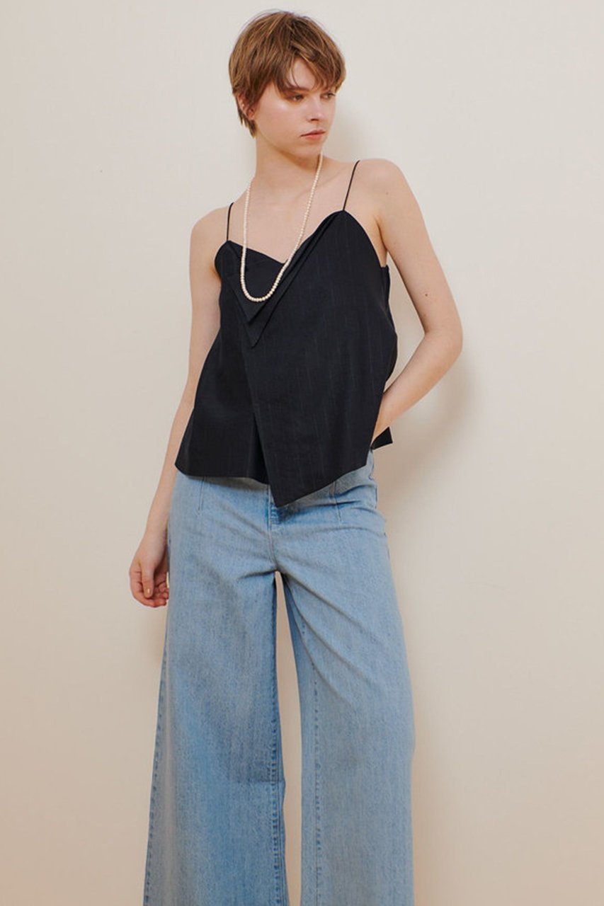 【アルアバイル/allureville】のNALYAアシメキャミブラウス 人気、トレンドファッション・服の通販 founy(ファニー) 　ファッション　Fashion　レディースファッション　Fashion for Women　トップス・カットソー　Cut & Sew Tops　キャミソール&ノースリーブ　Camisoles & Sleeveless Tops　シャツ・ブラウス・オフィスカジュアル　Elegant Blouses & Button-Ups　おすすめ　Recommended / Our Picks　アシンメトリー　Asymmetrical Style　イタリア　Italy　インナー　Innerwear　タンク　Tank Top, Sleeveless Top　デニム　Denim, Jeans Material　ノースリーブ　Sleeveless, No-Sleeve　エレガント 上品　Elegant　other-2|ID: prp329100004499280 ipo3291000000032810568