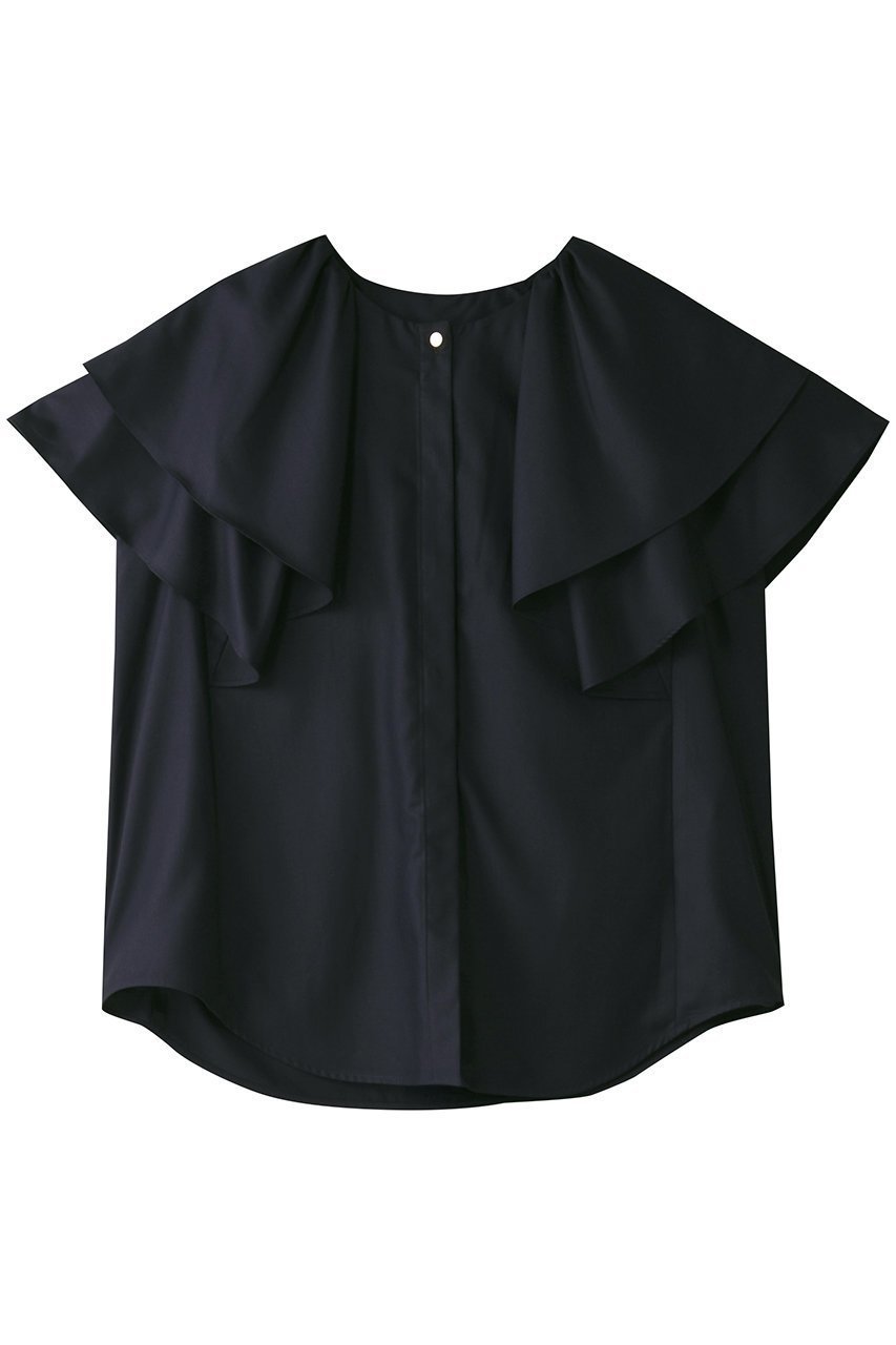 【アルアバイル/allureville】のレイヤーラッフルスリーブブラウス インテリア・キッズ・メンズ・レディースファッション・服の通販 founy(ファニー) 　ファッション　Fashion　レディースファッション　WOMEN　トップス・カットソー　Tops/Tshirt　シャツ/ブラウス　Shirts/Blouses　ショート　Short　スリーブ　Sleeve　タイトスカート　Tight Skirt　デニム　Denim　ネイビー②|ID: prp329100004499281 ipo3291000000032100332