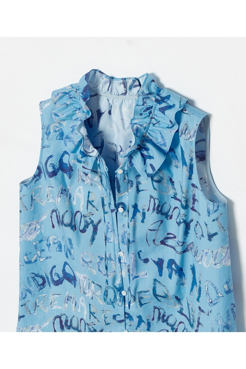 【アルアバイル/allureville】のPUNTOGLIOフリルカラーブラウス 人気、トレンドファッション・服の通販 founy(ファニー) 　ファッション　Fashion　レディースファッション　Fashion for Women　トップス・カットソー　Cut & Sew Tops　キャミソール&ノースリーブ　Camisoles & Sleeveless Tops　シャツ・ブラウス・オフィスカジュアル　Elegant Blouses & Button-Ups　おすすめ　Recommended / Our Picks　イタリア　Italy　カーディガン　Cardigan, Knitwear　ギャザー　Gathered, Ruffled　ジャケット　Jacket, Outerwear　デニム　Denim, Jeans Material　ノースリーブ　Sleeveless, No-Sleeve　フェミニン　Feminine, Girly　フリル　Frill, Ruffle　プリント　Print, Printed Pattern　ワイド　Wide, Wide Fit　夏　Summer　other-3|ID: prp329100004499283 ipo3291000000032707583