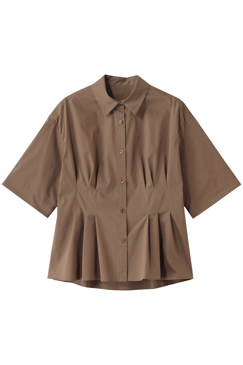 【アルアバイル/allureville】のタイプライタータックペプラムシャツ インテリア・キッズ・メンズ・レディースファッション・服の通販 founy(ファニー) 　ファッション　Fashion　レディースファッション　WOMEN　トップス・カットソー　Tops/Tshirt　シャツ/ブラウス　Shirts/Blouses　シェイプ　Shape　ショート　Short　ストレッチ　Stretch　スリーブ　Sleeve　タイトスカート　Tight Skirt　タイプライター　Typewriter　フォルム　Form　ワイド　Wide　半袖　Short Sleeve　モカ|ID: prp329100004499285 ipo3291000000031987477
