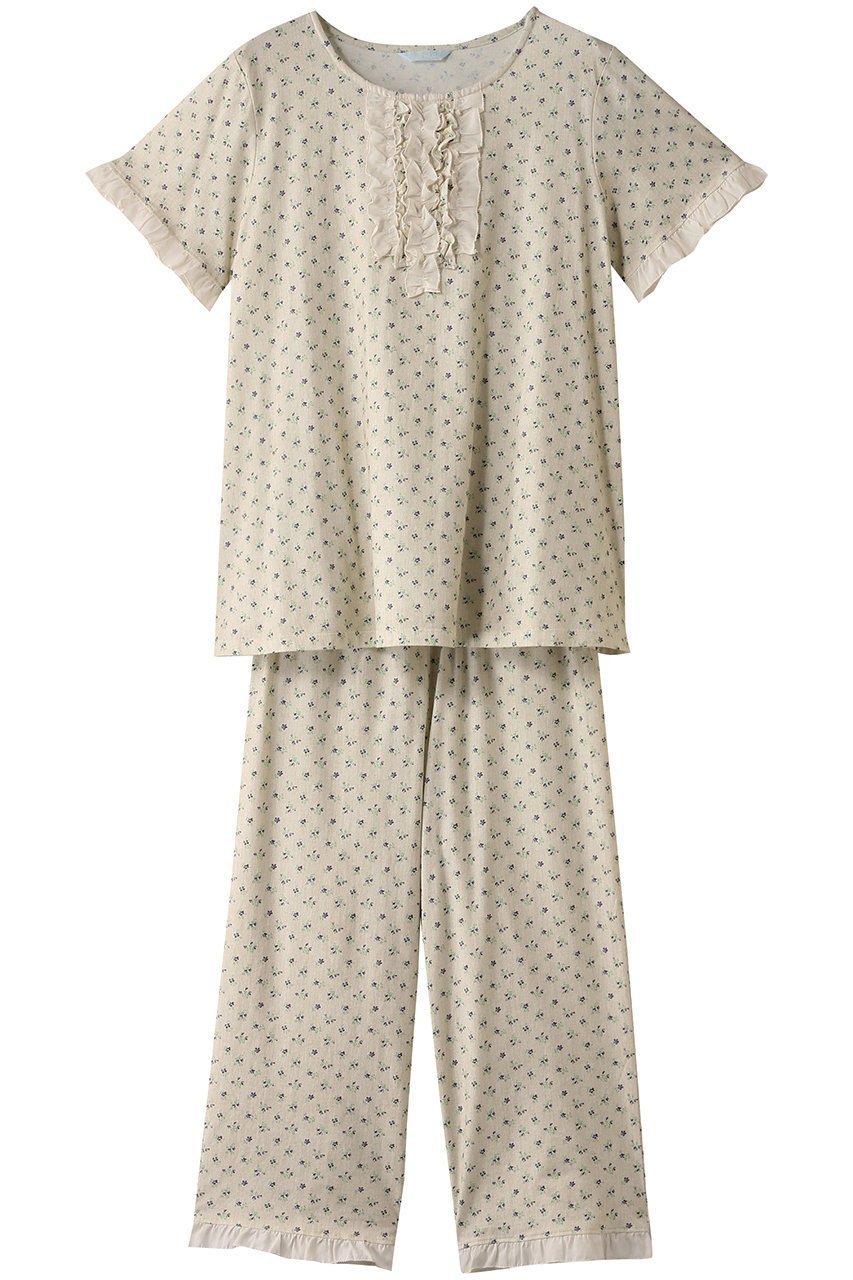 【キッドブルー/KID BLUE】のデニムフラワーPtNパジャマ インテリア・キッズ・メンズ・レディースファッション・服の通販 founy(ファニー) 　ファッション　Fashion　レディースファッション　WOMEN　デニム　Denim　パジャマ　Pajamas　フェミニン　Feminine　フラワー　Flower　フリル　Frills　プリント　Print　ベージュ|ID: prp329100004499297 ipo3291000000031742372