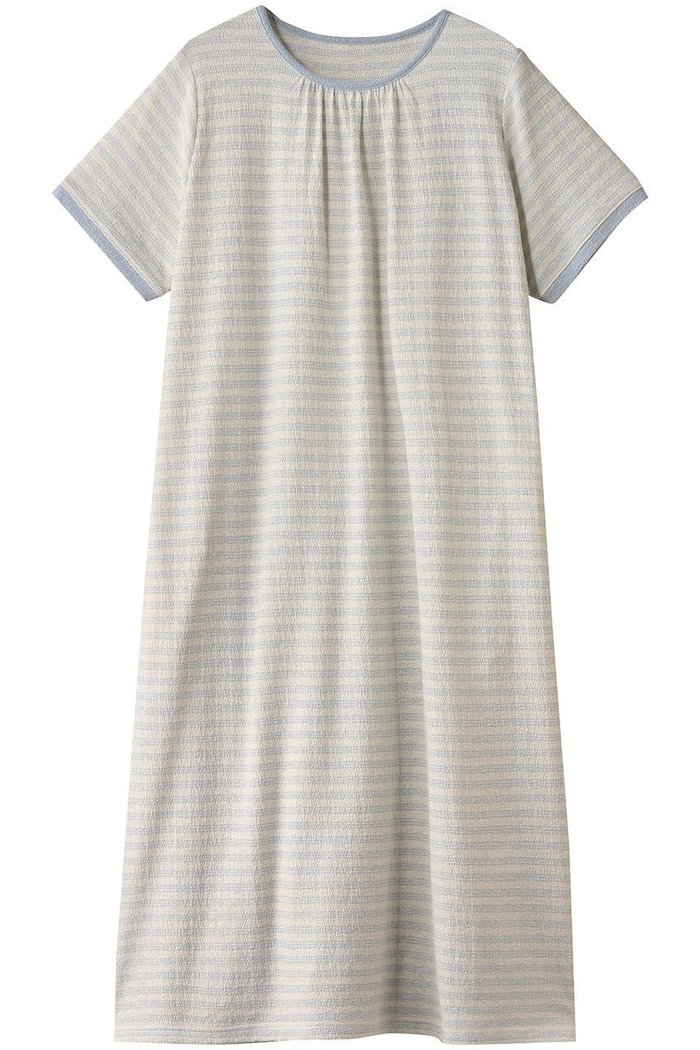 【キッドブルー/KID BLUE】の梨地JQワンピース インテリア・キッズ・メンズ・レディースファッション・服の通販 founy(ファニー) https://founy.com/ ファッション Fashion レディースファッション Fashion for Women ワンピース Dresses ジャカード／ジャガード Jacquard, Woven Pattern パジャマ Pajamas, Sleepwear ボーダー Border, Stripe リラックス Relax, Relaxed Fit エレガント 上品 Elegant 旅行 Travel |ID: prp329100004499298 ipo3291000000032833728