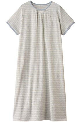 【キッドブルー/KID BLUE】の梨地JQワンピース 人気、トレンドファッション・服の通販 founy(ファニー) ファッション Fashion レディースファッション Fashion for Women ワンピース Dresses ジャカード／ジャガード Jacquard, Woven Pattern パジャマ Pajamas, Sleepwear ボーダー Border, Stripe リラックス Relax, Relaxed Fit エレガント 上品 Elegant 旅行 Travel |ID:prp329100004499298