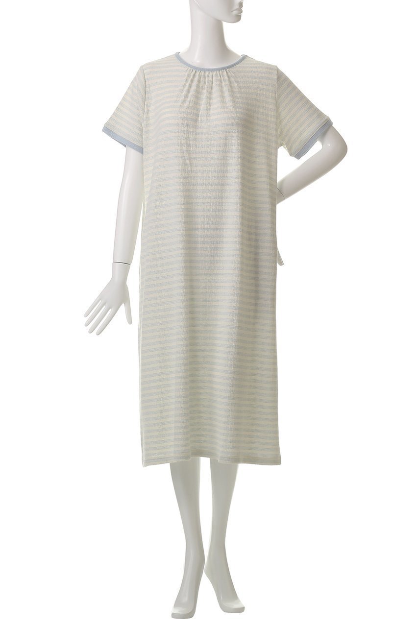 【キッドブルー/KID BLUE】の梨地JQワンピース 人気、トレンドファッション・服の通販 founy(ファニー) 　ファッション　Fashion　レディースファッション　Fashion for Women　ワンピース　Dresses　ジャカード／ジャガード　Jacquard, Woven Pattern　パジャマ　Pajamas, Sleepwear　ボーダー　Border, Stripe　リラックス　Relax, Relaxed Fit　エレガント 上品　Elegant　旅行　Travel　other-2|ID: prp329100004499298 ipo3291000000032833731