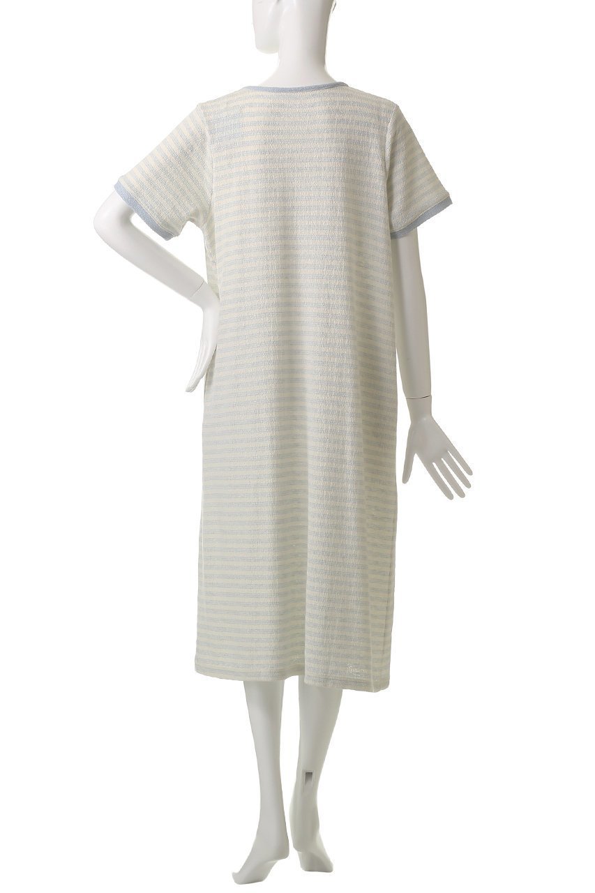 【キッドブルー/KID BLUE】の梨地JQワンピース 人気、トレンドファッション・服の通販 founy(ファニー) 　ファッション　Fashion　レディースファッション　Fashion for Women　ワンピース　Dresses　ジャカード／ジャガード　Jacquard, Woven Pattern　パジャマ　Pajamas, Sleepwear　ボーダー　Border, Stripe　リラックス　Relax, Relaxed Fit　エレガント 上品　Elegant　旅行　Travel　other-4|ID: prp329100004499298 ipo3291000000032833733