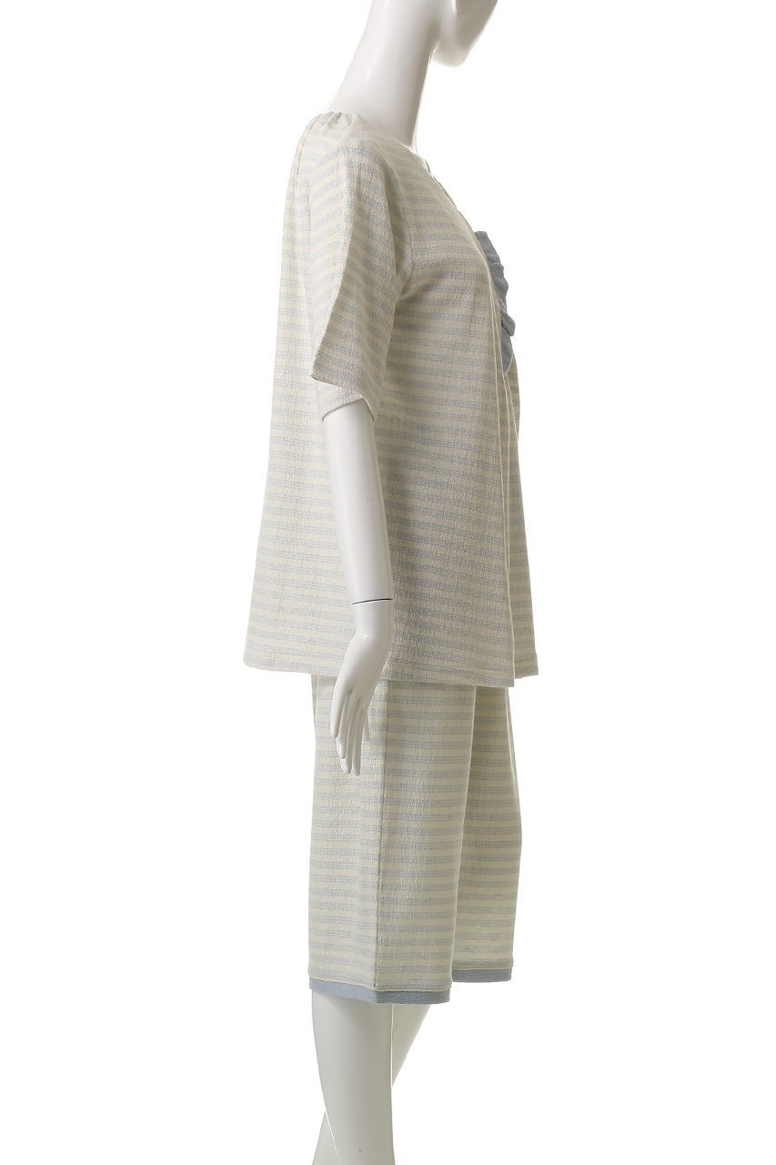 【キッドブルー/KID BLUE】の梨地JQトップス 人気、トレンドファッション・服の通販 founy(ファニー) 　ファッション　Fashion　レディースファッション　Fashion for Women　トップス・カットソー　Cut & Sew Tops　おすすめ　Recommended / Our Picks　お家時間・ステイホーム　Stay Home / At Home　セットアップ　Set-Up, Coordinated Outfit　パジャマ　Pajamas, Sleepwear　フリル　Frill, Ruffle　フロント　Front, Front Design　リラックス　Relax, Relaxed Fit　other-3|ID: prp329100004499300 ipo3291000000032833739