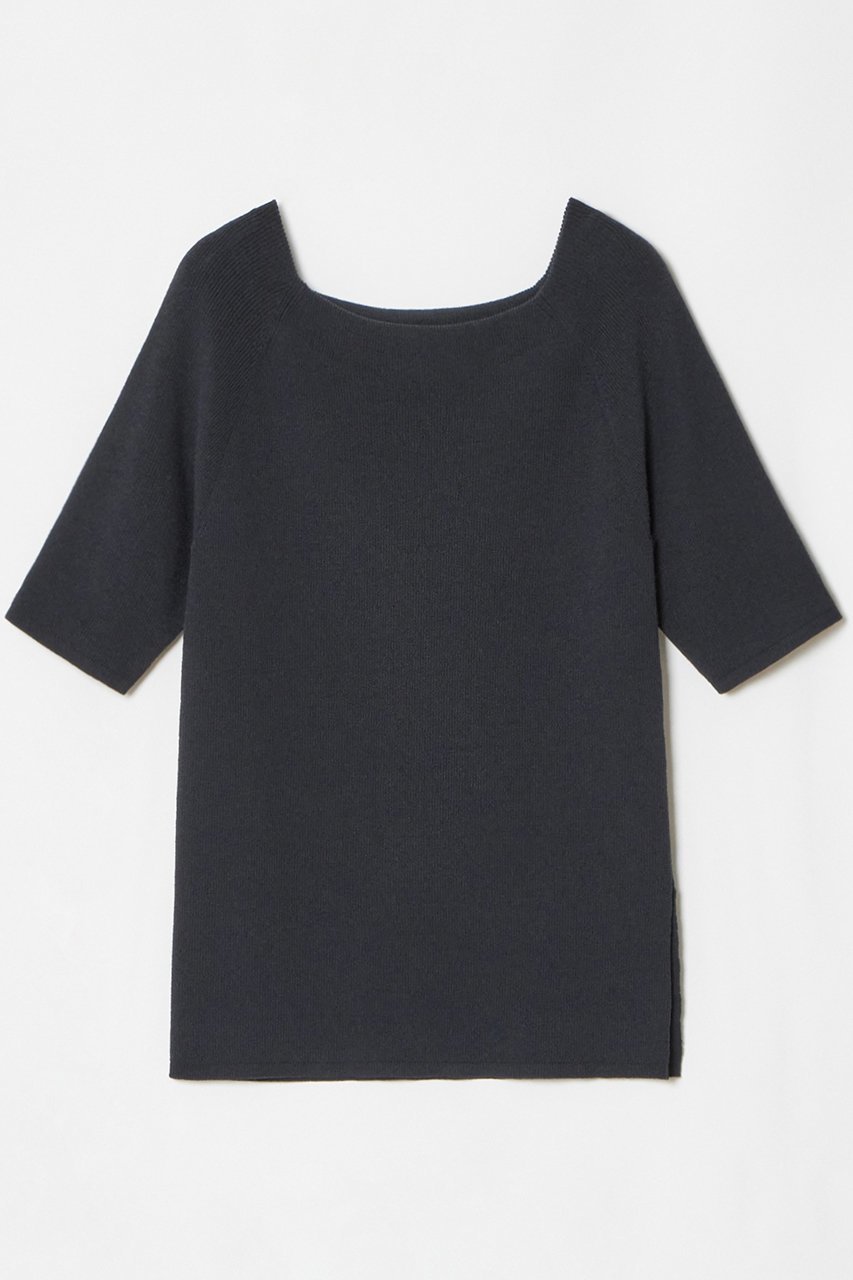 【アルアバイル/allureville】の2WAY ネック5分袖プルオーバー インテリア・キッズ・メンズ・レディースファッション・服の通販 founy(ファニー) 　ファッション　Fashion　レディースファッション　Fashion for Women　トップス・カットソー　Cut & Sew Tops　ニット　Knit Tops & Sweaters　カジュアルプルオーバー・ニットトップス　Pullovers & Knit Tops / Casual Pullovers　グラフィック　Graphic, Graphic Design　ボトム　Bottoms, Lower Wear　夏　Summer　春　Spring　ネイビー|ID: prp329100004500657 ipo3291000000032810545