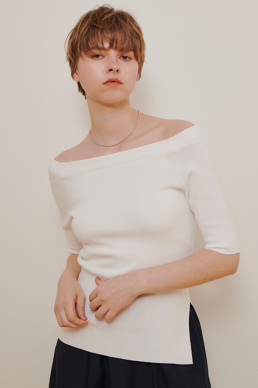 【アルアバイル/allureville】の2WAY ネック5分袖プルオーバー 人気、トレンドファッション・服の通販 founy(ファニー) 　ファッション　Fashion　レディースファッション　Fashion for Women　トップス・カットソー　Cut & Sew Tops　ニット　Knit Tops & Sweaters　カジュアルプルオーバー・ニットトップス　Pullovers & Knit Tops / Casual Pullovers　グラフィック　Graphic, Graphic Design　ボトム　Bottoms, Lower Wear　夏　Summer　春　Spring　other-7|ID: prp329100004500657 ipo3291000000033706517