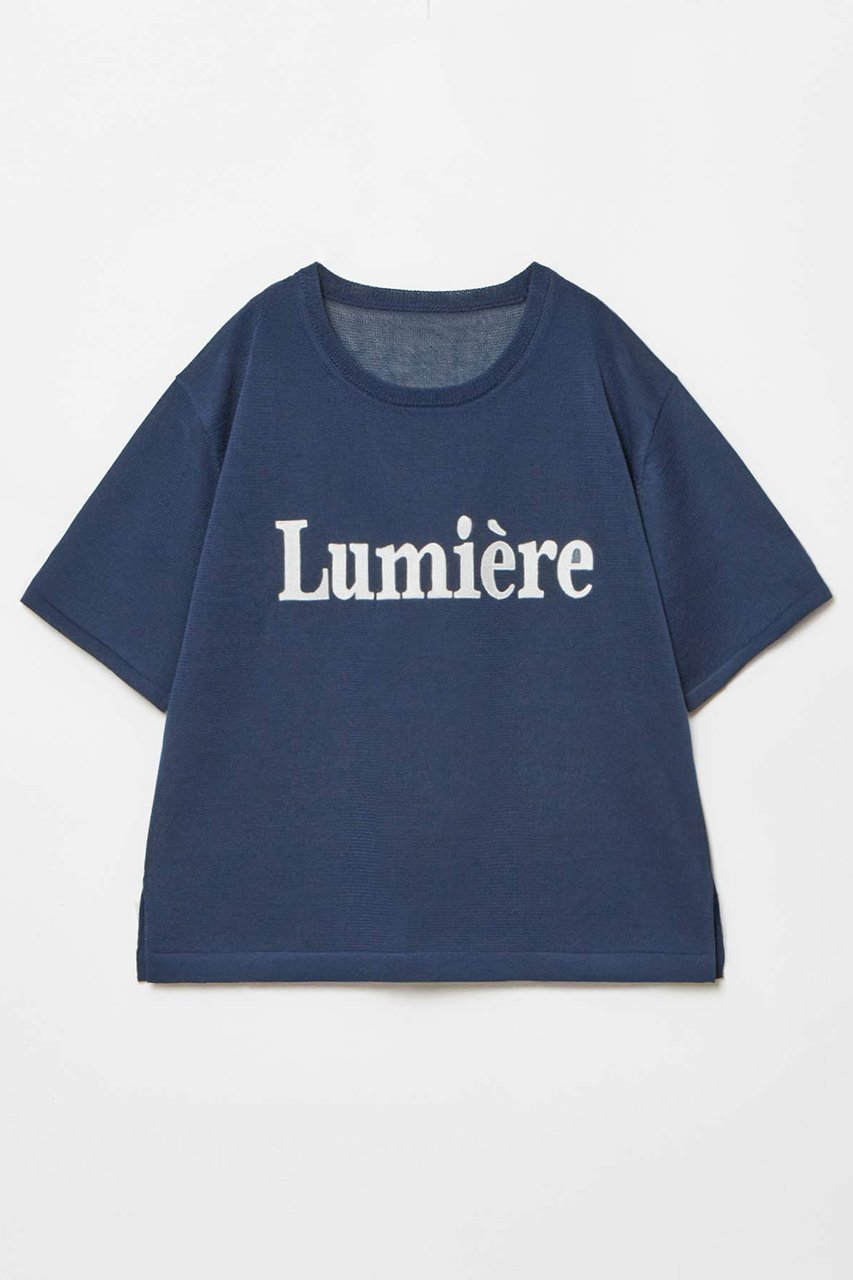【アルアバイル/allureville】のエンブロイダリーロゴニットT インテリア・キッズ・メンズ・レディースファッション・服の通販 founy(ファニー) 　ファッション　Fashion　レディースファッション　Fashion for Women　トップス・カットソー　Cut & Sew Tops　ニット　Knit Tops & Sweaters　カジュアルプルオーバー・ニットトップス　Pullovers & Knit Tops / Casual Pullovers　サテン　Satin, Glossy Fabric　ショルダー　Shoulder, Shoulder Strap　ドロップ　Drop Shoulder, Dropped Style　パターン　Pattern, Design Print　プリント　Print, Printed Pattern　リラックス　Relax, Relaxed Fit　ネイビー|ID: prp329100004500658 ipo3291000000032707518