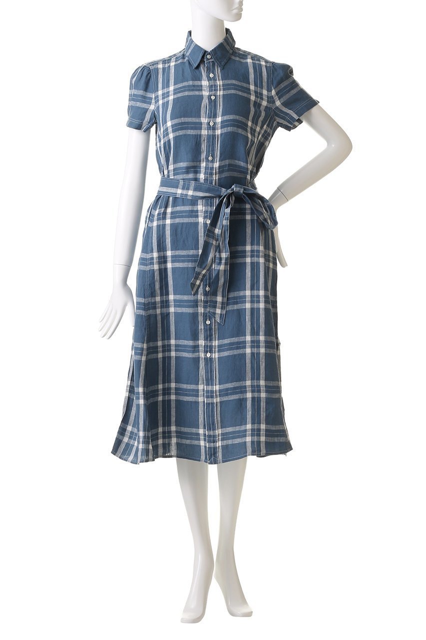 【ラルフローレン/RALPH LAUREN】の【POLO RALPH LAUREN】ベルテッド リネン ショートスリーブ シャツドレス 人気、トレンドファッション・服の通販 founy(ファニー) 　ファッション　Fashion　レディースファッション　Fashion for Women　ワンピース　Dresses　フォーマル・パーティードレス・結婚式用ドレス　Elegant & Casual Dresses　チュニック　Tunic Tops & Dresses　ショート　Short, Short Length　スリーブ　Sleeve, Long Sleeve / Short Sleeve　チェック　Check, Plaid, Tartan　チュニック　Tunic, Long Top　ドレス　Dress, One-Piece　フェミニン　Feminine, Girly　リネン　Linen, Linen Fabric　エレガント 上品　Elegant　夏　Summer　春　Spring　S/S・春夏　SS, Spring/Summer, Warm Season　other-2|ID: prp329100004503123 ipo3291000000032859364
