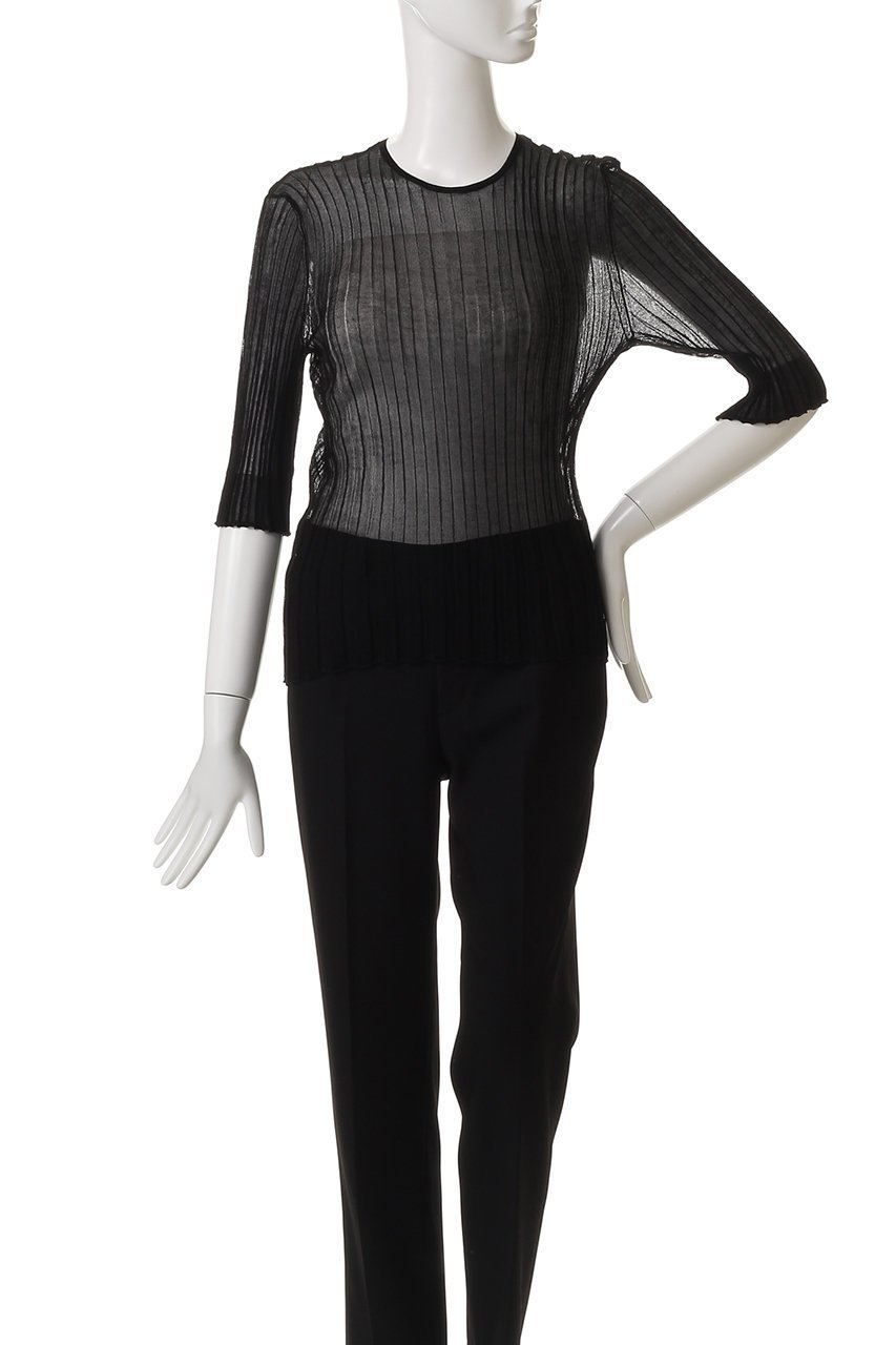 【スタニングルアー/STUNNING LURE】のrシアーリブニットTシャツ 人気、トレンドファッション・服の通販 founy(ファニー) 　ファッション　Fashion　レディースファッション　Ladies' Fashion Online　トップス・カットソー　Tops/Tshirt　ニット　Knit Tops　シャツ/ブラウス　Shirts/Blouses　ロング / Tシャツ　T-Shirts　プルオーバー　Pullover　シアー　Sheer　シンプル　Simple　再入荷　Restock/Back In Stock/Re Arrival　other-2|ID: prp329100004503128 ipo3291000000032613477