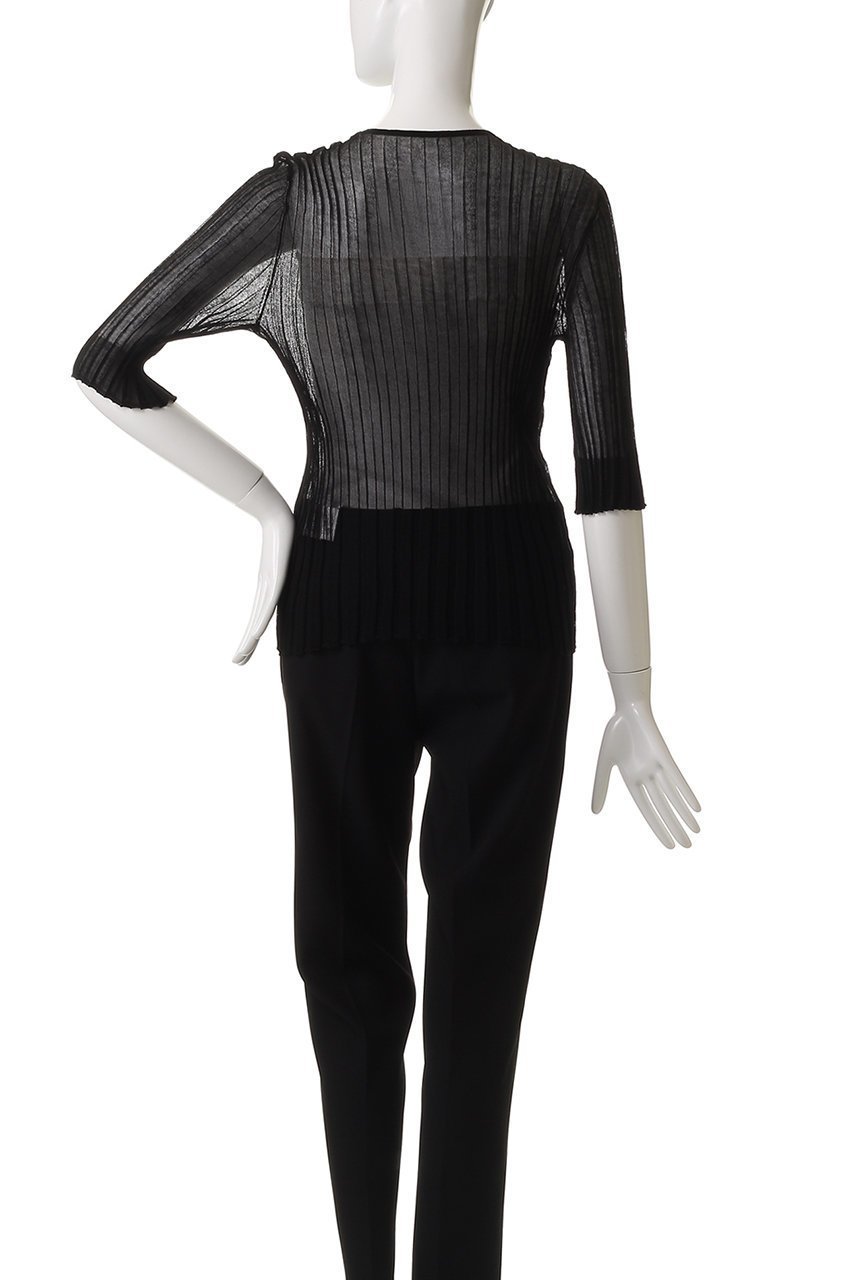 【スタニングルアー/STUNNING LURE】のrシアーリブニットTシャツ 人気、トレンドファッション・服の通販 founy(ファニー) 　ファッション　Fashion　レディースファッション　Ladies' Fashion Online　トップス・カットソー　Tops/Tshirt　ニット　Knit Tops　シャツ/ブラウス　Shirts/Blouses　ロング / Tシャツ　T-Shirts　プルオーバー　Pullover　シアー　Sheer　シンプル　Simple　再入荷　Restock/Back In Stock/Re Arrival　other-4|ID: prp329100004503128 ipo3291000000032613479