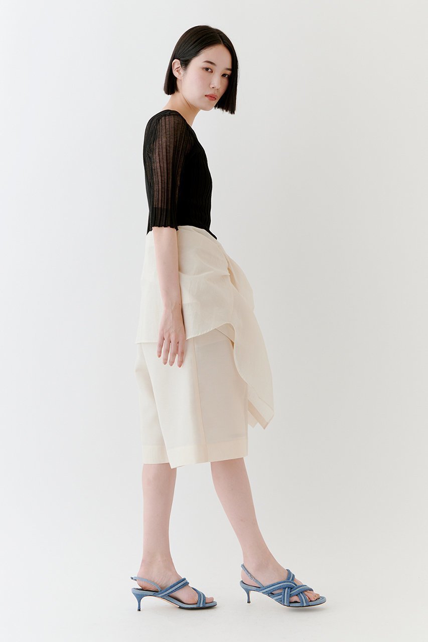 【スタニングルアー/STUNNING LURE】のrシアーリブニットTシャツ 人気、トレンドファッション・服の通販 founy(ファニー) 　ファッション　Fashion　レディースファッション　Ladies' Fashion Online　トップス・カットソー　Tops/Tshirt　ニット　Knit Tops　シャツ/ブラウス　Shirts/Blouses　ロング / Tシャツ　T-Shirts　プルオーバー　Pullover　シアー　Sheer　シンプル　Simple　再入荷　Restock/Back In Stock/Re Arrival　other-8|ID: prp329100004503128 ipo3291000000032613483