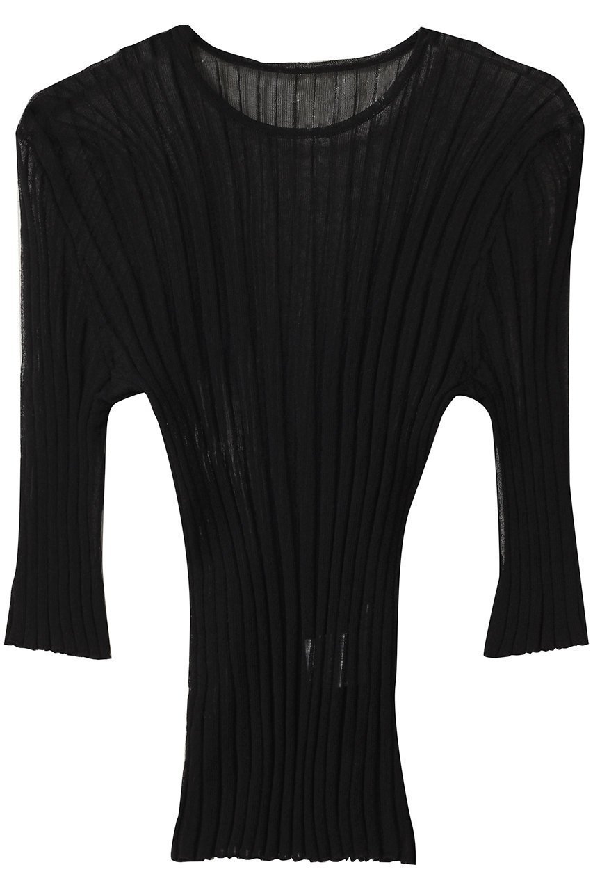 【スタニングルアー/STUNNING LURE】のrシアーリブニットTシャツ インテリア・キッズ・メンズ・レディースファッション・服の通販 founy(ファニー) 　ファッション　Fashion　レディースファッション　Fashion for Women　トップス・カットソー　Cut & Sew Tops　ニット　Knit Tops & Sweaters　シャツ・ブラウス・オフィスカジュアル　Elegant Blouses & Button-Ups　ロングTシャツ・Tシャツ　Longline T-Shirts & Tees　カジュアルプルオーバー・ニットトップス　Pullovers & Knit Tops / Casual Pullovers　シアー　Sheer, See-Through　シンプル　Simple, Minimal　ブラック|ID: prp329100004503128 ipo3291000000035639026