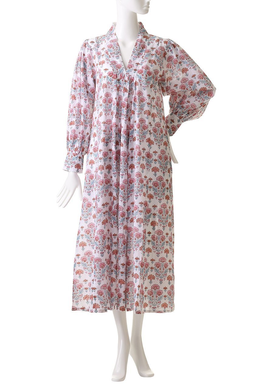 【エスゼット ブロックプリント/SZ Blockprints】のLEO DRESS GERANIUM Vネックワンピース 人気、トレンドファッション・服の通販 founy(ファニー) 　ファッション　Fashion　レディースファッション　Fashion for Women　ワンピース　Dresses　フォーマル・パーティードレス・結婚式用ドレス　Elegant & Casual Dresses　チュニック　Tunic Tops & Dresses　スリーブ　Sleeve, Long Sleeve / Short Sleeve　チュニック　Tunic, Long Top　プリント　Print, Printed Pattern　今夏　This Summer　夏　Summer　other-2|ID: prp329100004503129 ipo3291000000032859307