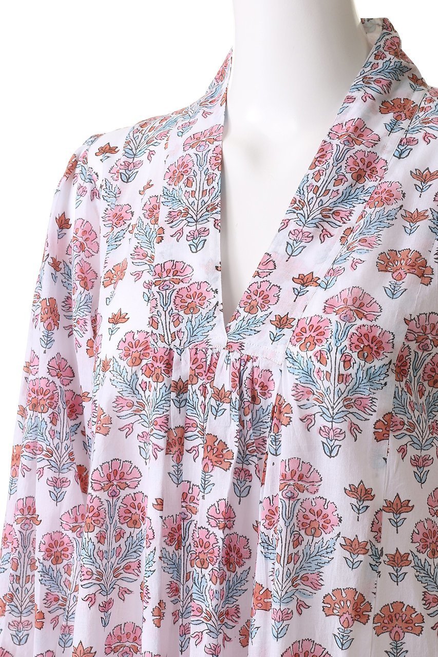 【エスゼット ブロックプリント/SZ Blockprints】のLEO DRESS GERANIUM Vネックワンピース 人気、トレンドファッション・服の通販 founy(ファニー) 　ファッション　Fashion　レディースファッション　Fashion for Women　ワンピース　Dresses　フォーマル・パーティードレス・結婚式用ドレス　Elegant & Casual Dresses　チュニック　Tunic Tops & Dresses　スリーブ　Sleeve, Long Sleeve / Short Sleeve　チュニック　Tunic, Long Top　プリント　Print, Printed Pattern　今夏　This Summer　夏　Summer　other-5|ID: prp329100004503129 ipo3291000000032859325