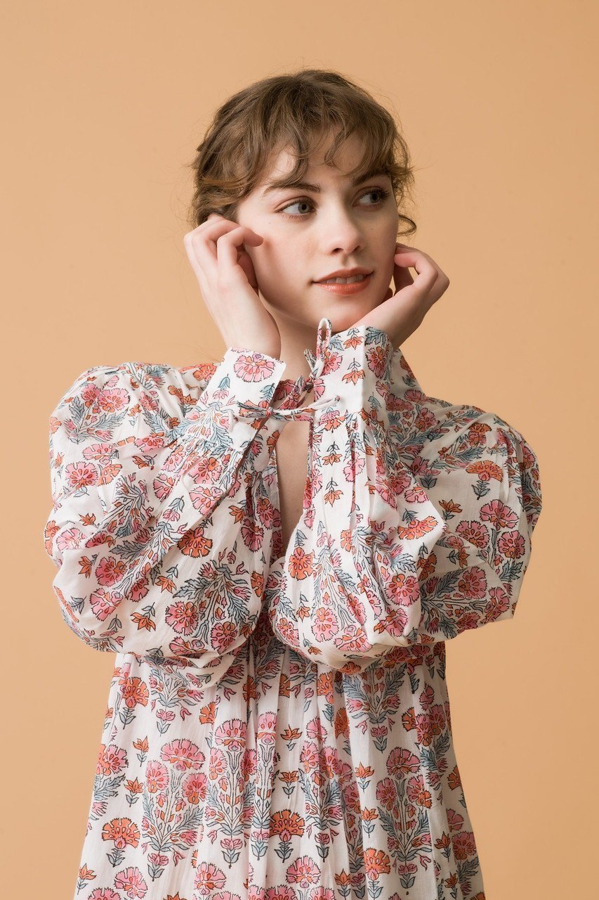 【エスゼット ブロックプリント/SZ Blockprints】のLEO DRESS GERANIUM Vネックワンピース 人気、トレンドファッション・服の通販 founy(ファニー) 　ファッション　Fashion　レディースファッション　Fashion for Women　ワンピース　Dresses　フォーマル・パーティードレス・結婚式用ドレス　Elegant & Casual Dresses　チュニック　Tunic Tops & Dresses　スリーブ　Sleeve, Long Sleeve / Short Sleeve　チュニック　Tunic, Long Top　プリント　Print, Printed Pattern　今夏　This Summer　夏　Summer　other-6|ID: prp329100004503129 ipo3291000000032859332