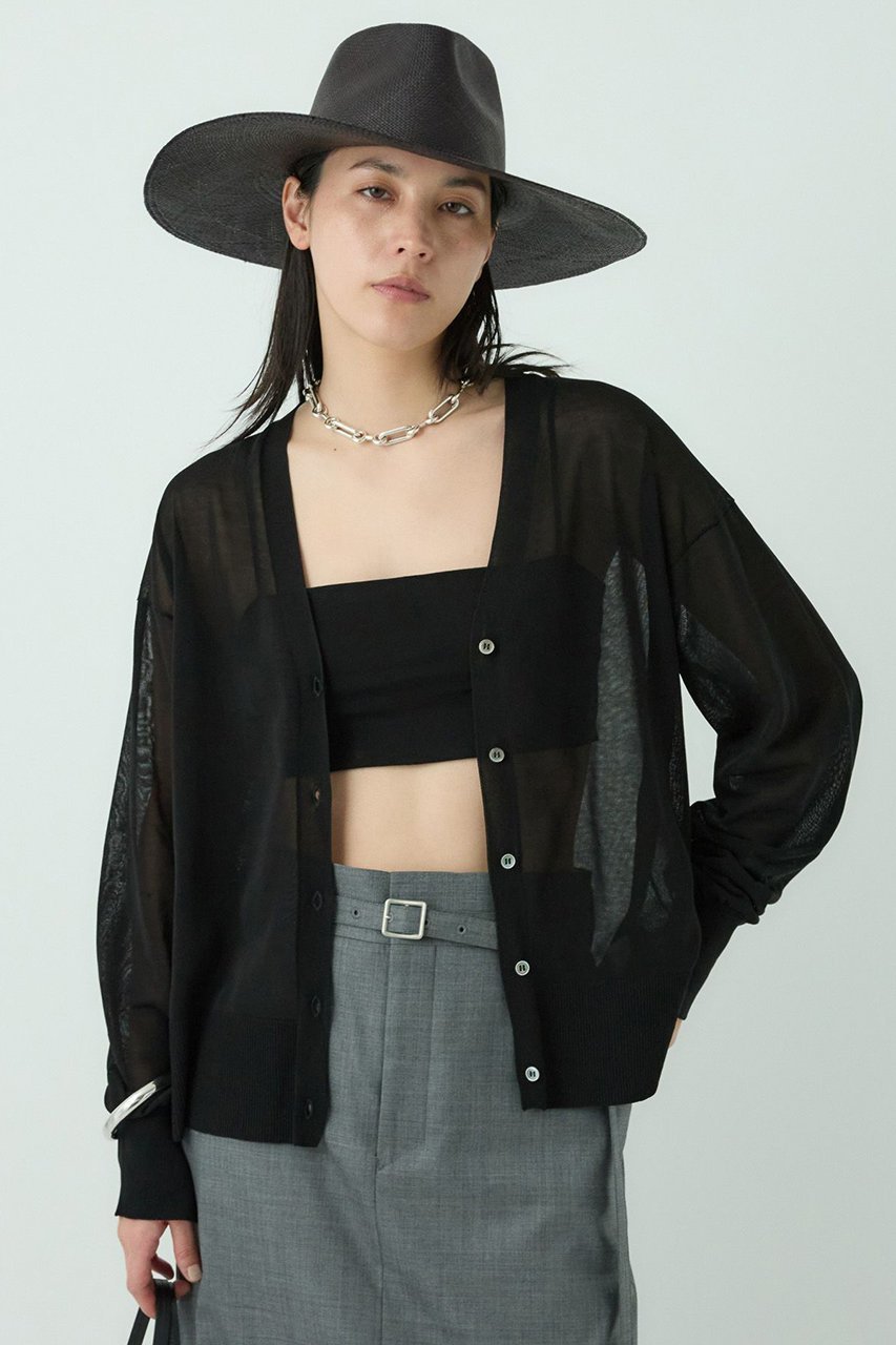 【カオス/Chaos】のキルシェニットカーディガン インテリア・キッズ・メンズ・レディースファッション・服の通販 founy(ファニー) 　ファッション　Fashion　レディースファッション　Fashion for Women　トップス・カットソー　Cut & Sew Tops　ニット　Knit Tops & Sweaters　カーディガン・羽織り　Layered Style Cardigans　カーディガン　Cardigan, Knitwear　スリット　Slit, Slit Detail　バランス　Balance, Style Balance　ワンポイント　One Point, Statement Accent　再入荷　Restock / Back in Stock　夏　Summer　ブラック|ID: prp329100004503133 ipo3291000000032629326