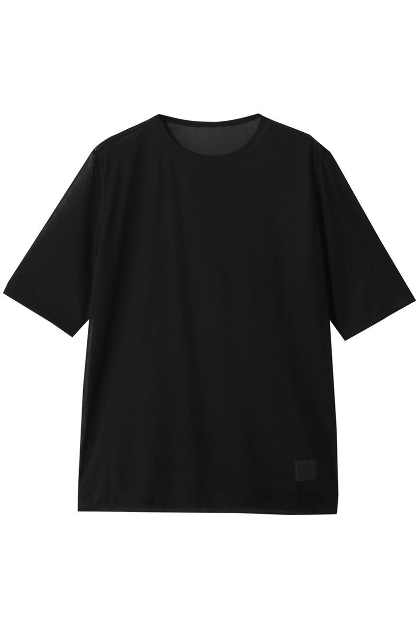 【アンクレイヴ/uncrave】のトリコットシフォン /ハーフスリーブカットソー インテリア・キッズ・メンズ・レディースファッション・服の通販 founy(ファニー) 　ファッション　Fashion　レディースファッション　Fashion for Women　トップス・カットソー　Cut & Sew Tops　シャツ・ブラウス・オフィスカジュアル　Elegant Blouses & Button-Ups　ロングTシャツ・Tシャツ　Longline T-Shirts & Tees　カットソー・ベーシックTシャツ　Cut-and-Sewn Tops / Stretch Tees & Basics　インナー　Innerwear　キャミソール　Camisole, Spaghetti Strap Top　コンパクト　Compact, Small Size　サロペット　Overalls, Salopette　シアー　Sheer, See-Through　シフォン　Chiffon, Lightweight Fabric　ショート　Short, Short Length　スリーブ　Sleeve, Long Sleeve / Short Sleeve　再入荷　Restock / Back in Stock　ブラック|ID: prp329100004503196 ipo3291000000032846060