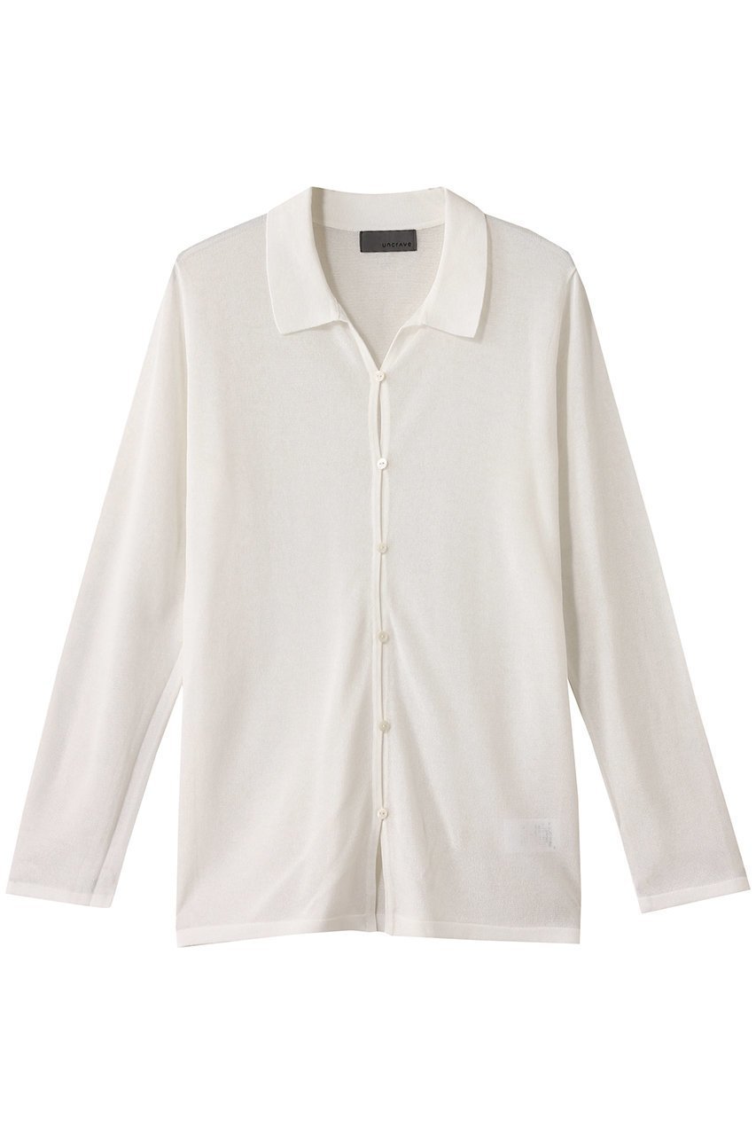 【アンクレイヴ/uncrave】のシアーコットン /ポロニット インテリア・キッズ・メンズ・レディースファッション・服の通販 founy(ファニー) 　ファッション　Fashion　レディースファッション　Fashion for Women　トップス・カットソー　Cut & Sew Tops　ニット　Knit Tops & Sweaters　カジュアルプルオーバー・ニットトップス　Pullovers & Knit Tops / Casual Pullovers　カーディガン　Cardigan, Knitwear　シアー　Sheer, See-Through　シルク　Silk, 100% Silk　ストレート　Straight, Straight Cut　フロント　Front, Front Design　エレガント 上品　Elegant　夏　Summer　ホワイト|ID: prp329100004504484 ipo3291000000032923113