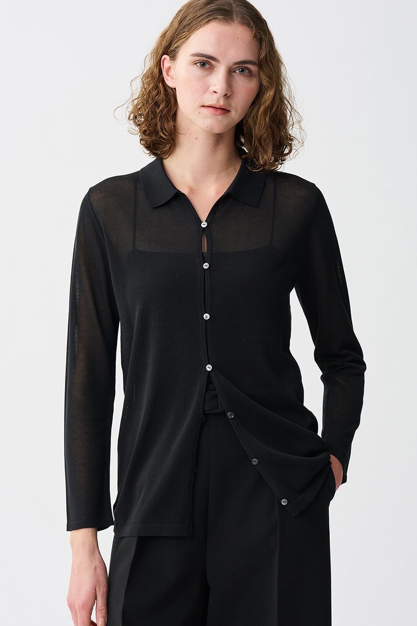 【アンクレイヴ/uncrave】のシアーコットン /ポロニット 人気、トレンドファッション・服の通販 founy(ファニー) 　ファッション　Fashion　レディースファッション　Fashion for Women　トップス・カットソー　Cut & Sew Tops　ニット　Knit Tops & Sweaters　カジュアルプルオーバー・ニットトップス　Pullovers & Knit Tops / Casual Pullovers　カーディガン　Cardigan, Knitwear　シアー　Sheer, See-Through　シルク　Silk, 100% Silk　ストレート　Straight, Straight Cut　フロント　Front, Front Design　エレガント 上品　Elegant　夏　Summer　other-7|ID: prp329100004504484 ipo3291000000032923179