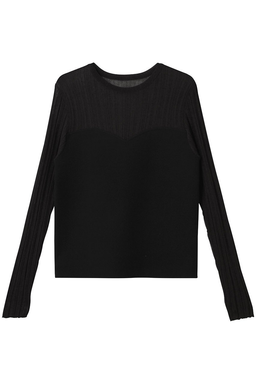 【アンクレイヴ/uncrave】のシルキー ニット コンビ トップス インテリア・キッズ・メンズ・レディースファッション・服の通販 founy(ファウニー) 　ファッション　Fashion　レディースファッション　Fashion for Women　トップス・カットソー　Cut & Sew Tops　ニット　Knit Tops & Sweaters　カジュアルプルオーバー・ニットトップス　Pullovers & Knit Tops / Casual Pullovers　インナー　Innerwear　コンビ　Combo, Combination Style　ジャケット　Jacket, Outerwear　ドッキング　Docking, Mixed Material　フィット　Fit, Slim Fit　ブラック|ID: prp329100004504485 ipo3291000000036759501