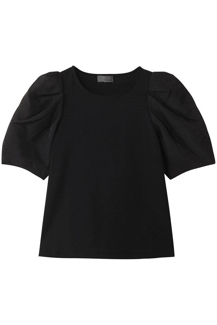 【アンクレイヴ/uncrave】のダブルフェイスジャージー /オーガンジーコンビトップス インテリア・キッズ・メンズ・レディースファッション・服の通販 founy(ファニー) 　ファッション　Fashion　レディースファッション　WOMEN　トップス・カットソー　Tops/Tshirt　シャツ/ブラウス　Shirts/Blouses　ロング / Tシャツ　T-Shirts　カットソー　Cut and Sewn　なめらか　Smooth　コンシャス　Conscious　シアー　Sheer　ショート　Short　スリーブ　Sleeve　フェミニン　Feminine　再入荷　Restock/Back In Stock/Re Arrival　夏　Summer　ブラック|ID: prp329100004504490 ipo3291000000031790482