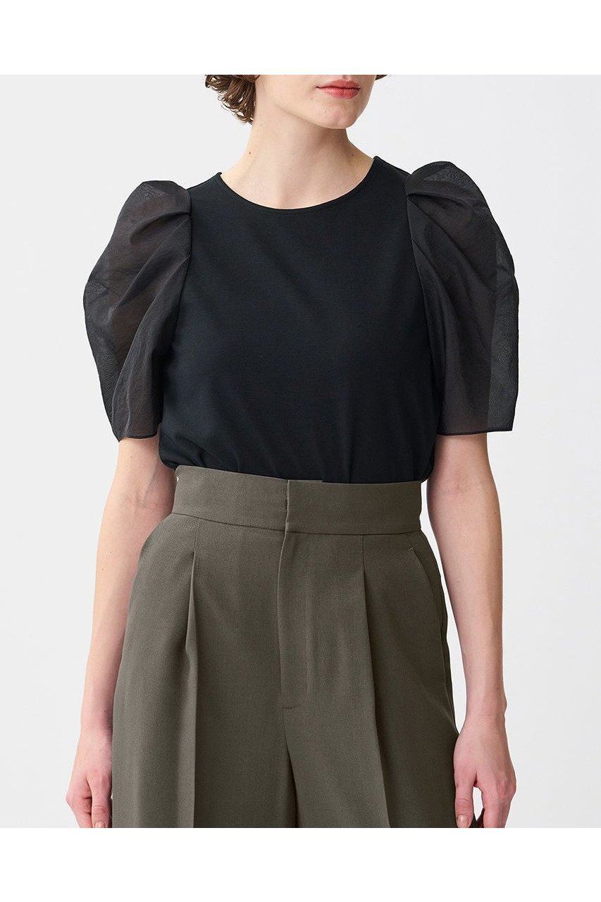 【アンクレイヴ/uncrave】のダブルフェイスジャージー /オーガンジーコンビトップス 人気、トレンドファッション・服の通販 founy(ファニー) 　ファッション　Fashion　レディースファッション　WOMEN　トップス・カットソー　Tops/Tshirt　シャツ/ブラウス　Shirts/Blouses　ロング / Tシャツ　T-Shirts　カットソー　Cut and Sewn　なめらか　Smooth　コンシャス　Conscious　シアー　Sheer　ショート　Short　スリーブ　Sleeve　フェミニン　Feminine　再入荷　Restock/Back In Stock/Re Arrival　夏　Summer　other-8|ID: prp329100004504490 ipo3291000000031790489