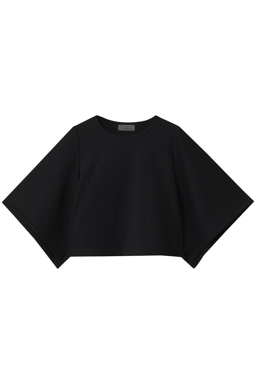 【アンクレイヴ/uncrave】のダブルフェイスジャージー /ハンカチスリーブトップス インテリア・キッズ・メンズ・レディースファッション・服の通販 founy(ファニー) 　ファッション　Fashion　レディースファッション　Fashion for Women　トップス・カットソー　Cut & Sew Tops　シャツ・ブラウス・オフィスカジュアル　Elegant Blouses & Button-Ups　ロングTシャツ・Tシャツ　Longline T-Shirts & Tees　カットソー・ベーシックTシャツ　Cut-and-Sewn Tops / Stretch Tees & Basics　ショート　Short, Short Length　シルケット　Silket, Silky Cotton　スリーブ　Sleeve, Long Sleeve / Short Sleeve　ダブル　Double, Double-Breasted　定番　Standard, Basic Item　ハンカチ　Handkerchief, Hanky　バランス　Balance, Style Balance　フェイス　Face, Facial Design　ボトム　Bottoms, Lower Wear　ブラック|ID: prp329100004504492 ipo3291000000032846585