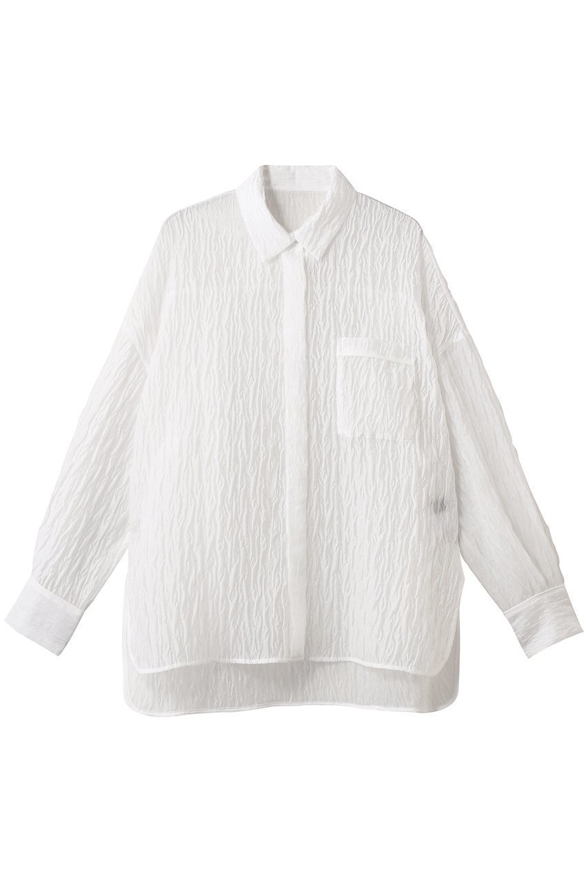 【アンクレイヴ/uncrave】のシアー ジャガード シャツ インテリア・キッズ・メンズ・レディースファッション・服の通販 founy(ファニー) 　ファッション　Fashion　レディースファッション　WOMEN　トップス・カットソー　Tops/Tshirt　シャツ/ブラウス　Shirts/Blouses　エアリー　Airy　カフス　Cuffs　シアー　Sheer　ジャカード　Jacquard　スリーブ　Sleeve　ポケット　Pocket　ロング　Long　オフ|ID: prp329100004504506 ipo3291000000031790629
