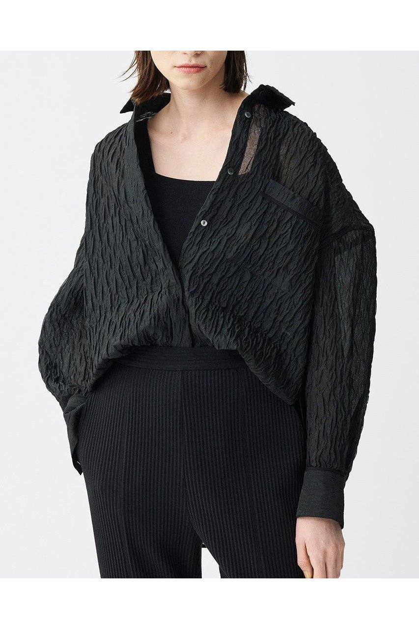 【アンクレイヴ/uncrave】のシアー ジャガード シャツ 人気、トレンドファッション・服の通販 founy(ファニー) 　ファッション　Fashion　レディースファッション　WOMEN　トップス・カットソー　Tops/Tshirt　シャツ/ブラウス　Shirts/Blouses　エアリー　Airy　カフス　Cuffs　シアー　Sheer　ジャカード　Jacquard　スリーブ　Sleeve　ポケット　Pocket　ロング　Long　other-6|ID: prp329100004504506 ipo3291000000031790639