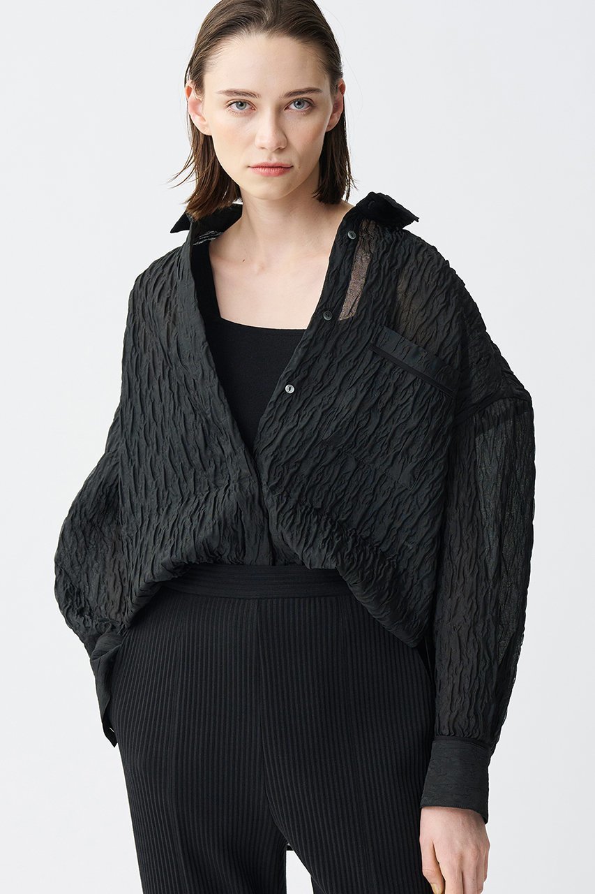 【アンクレイヴ/uncrave】のシアー ジャガード シャツ 人気、トレンドファッション・服の通販 founy(ファニー) 　ファッション　Fashion　レディースファッション　Fashion for Women　トップス・カットソー　Cut & Sew Tops　シャツ・ブラウス・オフィスカジュアル　Elegant Blouses & Button-Ups　エアリー　Airy Texture　カフス　Cuff Design　シアー　Sheer, See-Through　ジャカード／ジャガード　Jacquard, Woven Pattern　スリーブ　Sleeve, Long Sleeve / Short Sleeve　ポケット　Pocket, Pocket Detail　ロング　Long, Long-Length　other-6|ID: prp329100004504506 ipo3291000000032814464