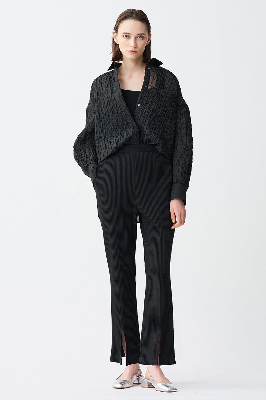 【アンクレイヴ/uncrave】のプリーツリブ スリットパンツ 人気、トレンドファッション・服の通販 founy(ファニー) 　ファッション　Fashion　レディースファッション　Fashion for Women　パンツ　Pants & Trousers　カットソー　Cut and Sewn Top　シンプル　Simple, Minimal　スリット　Slit, Slit Detail　フレア　Flare, Flared　エレガント 上品　Elegant　other-8|ID: prp329100004504514 ipo3291000000032900535