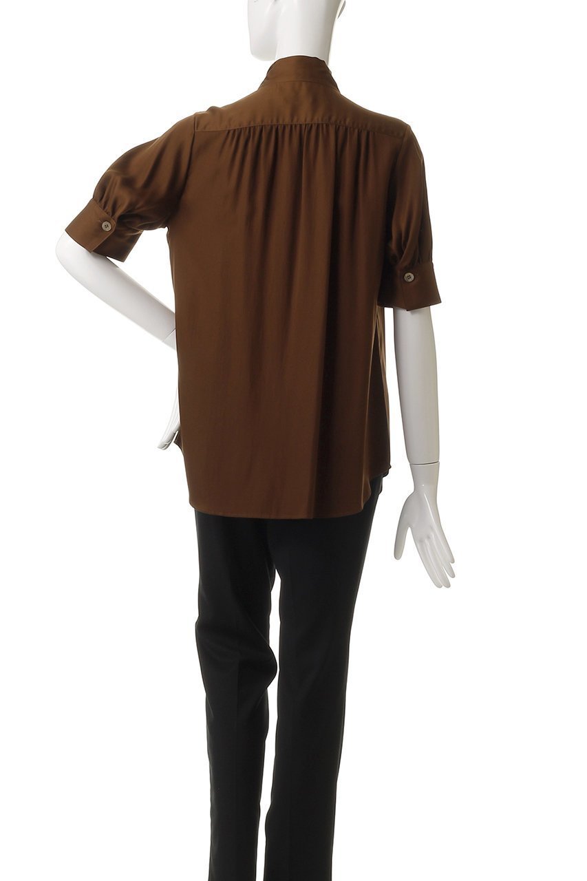 【エムフィル/M Fil】のシルキーキュプラサテン ハーフスリーブボウタイブラウス 人気、トレンドファッション・服の通販 founy(ファニー) 　ファッション　Fashion　レディースファッション　Fashion for Women　トップス・カットソー　Cut & Sew Tops　シャツ・ブラウス・オフィスカジュアル　Elegant Blouses & Button-Ups　ショート　Short, Short Length　スリーブ　Sleeve, Long Sleeve / Short Sleeve　エレガント 上品　Elegant　other-4|ID: prp329100004504527 ipo3291000000032907913