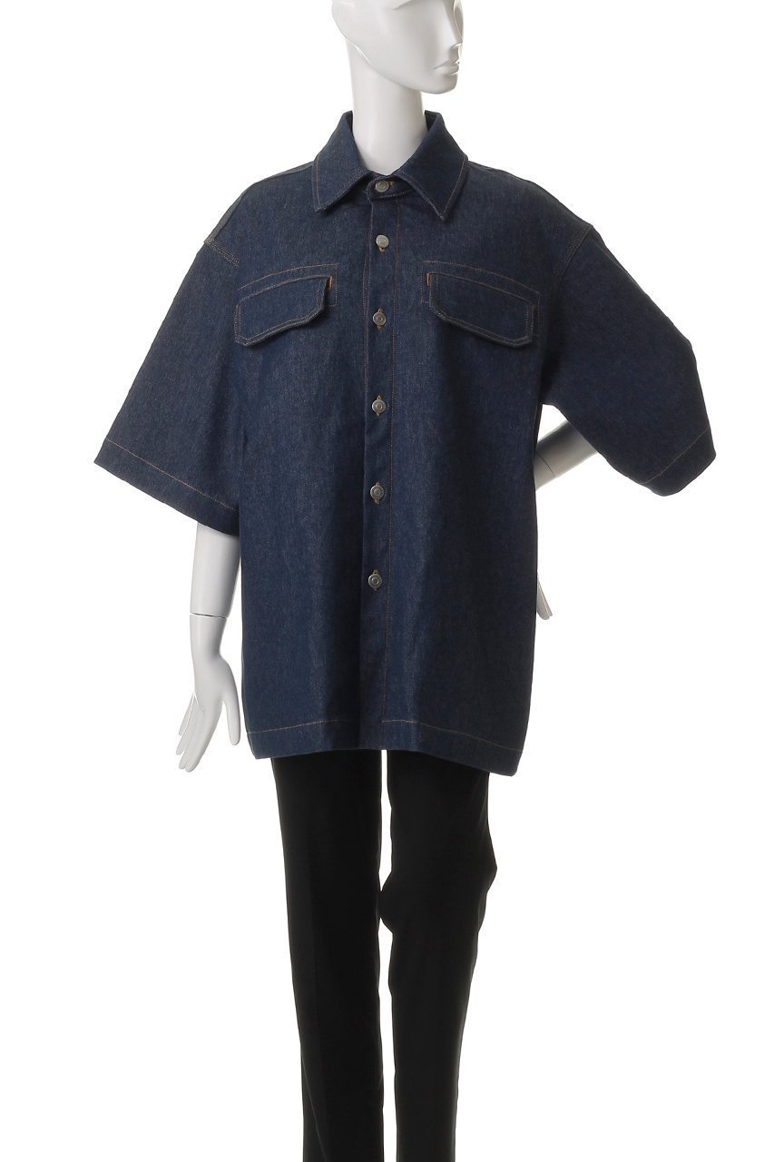 【ステラ マッカートニー/STELLA McCARTNEY】のデニムショートスリーブオーバーシャツ 人気、トレンドファッション・服の通販 founy(ファニー) 　ファッション　Fashion　レディースファッション　Fashion for Women　トップス・カットソー　Cut & Sew Tops　シャツ・ブラウス・オフィスカジュアル　Elegant Blouses & Button-Ups　おすすめ　Recommended / Our Picks　ショート　Short, Short Length　スリーブ　Sleeve, Long Sleeve / Short Sleeve　セットアップ　Set-Up, Coordinated Outfit　デニム　Denim, Jeans Material　フレア　Flare, Flared　定番　Standard, Basic Item　other-2|ID: prp329100004504547 ipo3291000000032907924