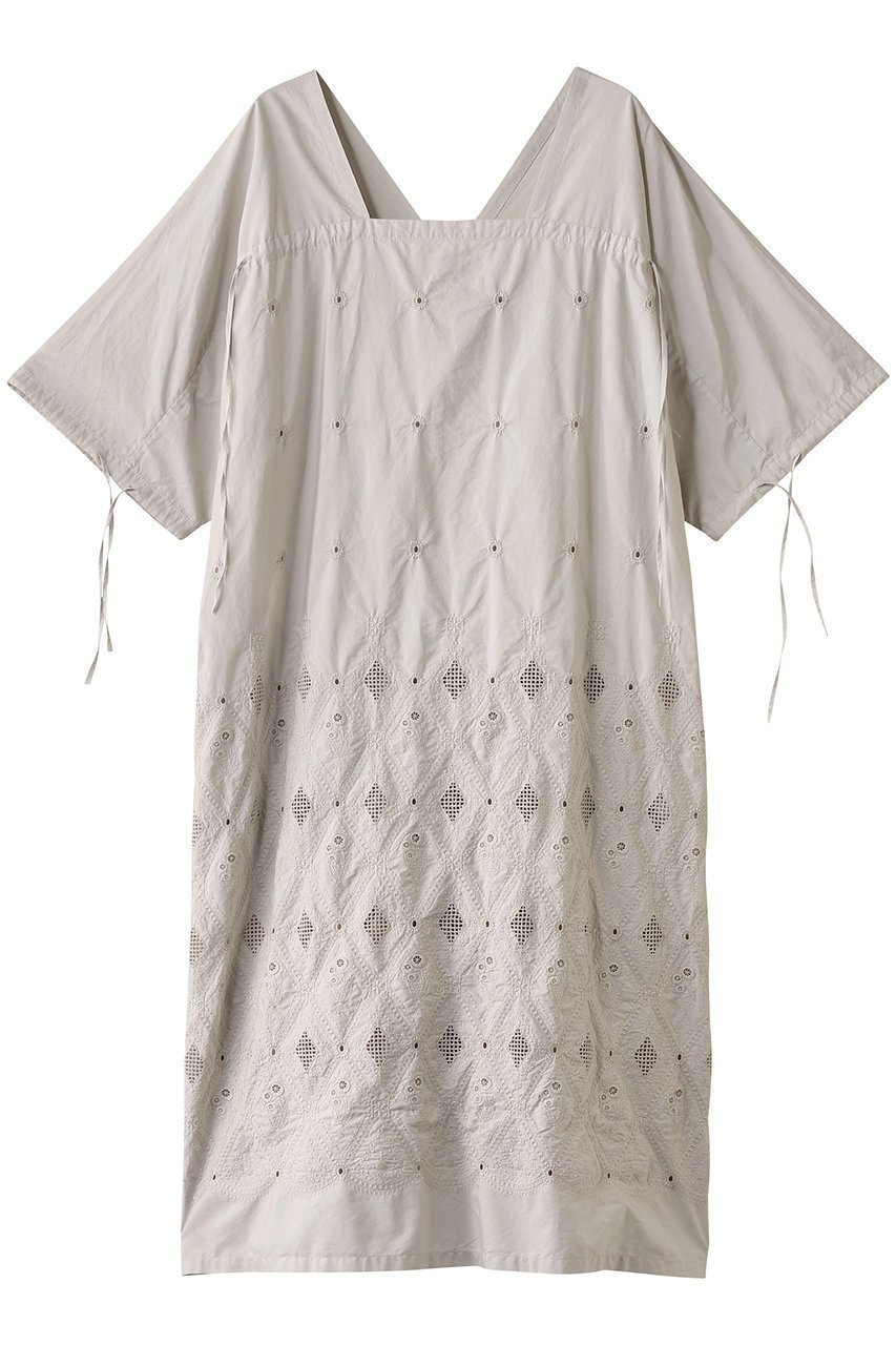 【アンティパスト/ANTIPAST】のG-DYED エンブロイダリードレス インテリア・キッズ・メンズ・レディースファッション・服の通販 founy(ファニー) 　ファッション　Fashion　レディースファッション　Fashion for Women　ワンピース　Dresses　フォーマル・パーティードレス・結婚式用ドレス　Elegant & Casual Dresses　チュニック　Tunic Tops & Dresses　エレガント 上品　Elegant　シャーリング　Shirring, Ruched　スクエア　Square, Square Shape　ストレート　Straight, Straight Cut　チュニック　Tunic, Long Top　デコルテ　Décolleté, Neckline　トリコ　Tricolor, Tricolored　ドレス　Dress, One-Piece　リラックス　Relax, Relaxed Fit　ロング　Long, Long-Length　夏　Summer　ローホワイト|ID: prp329100004504549 ipo3291000000032859568
