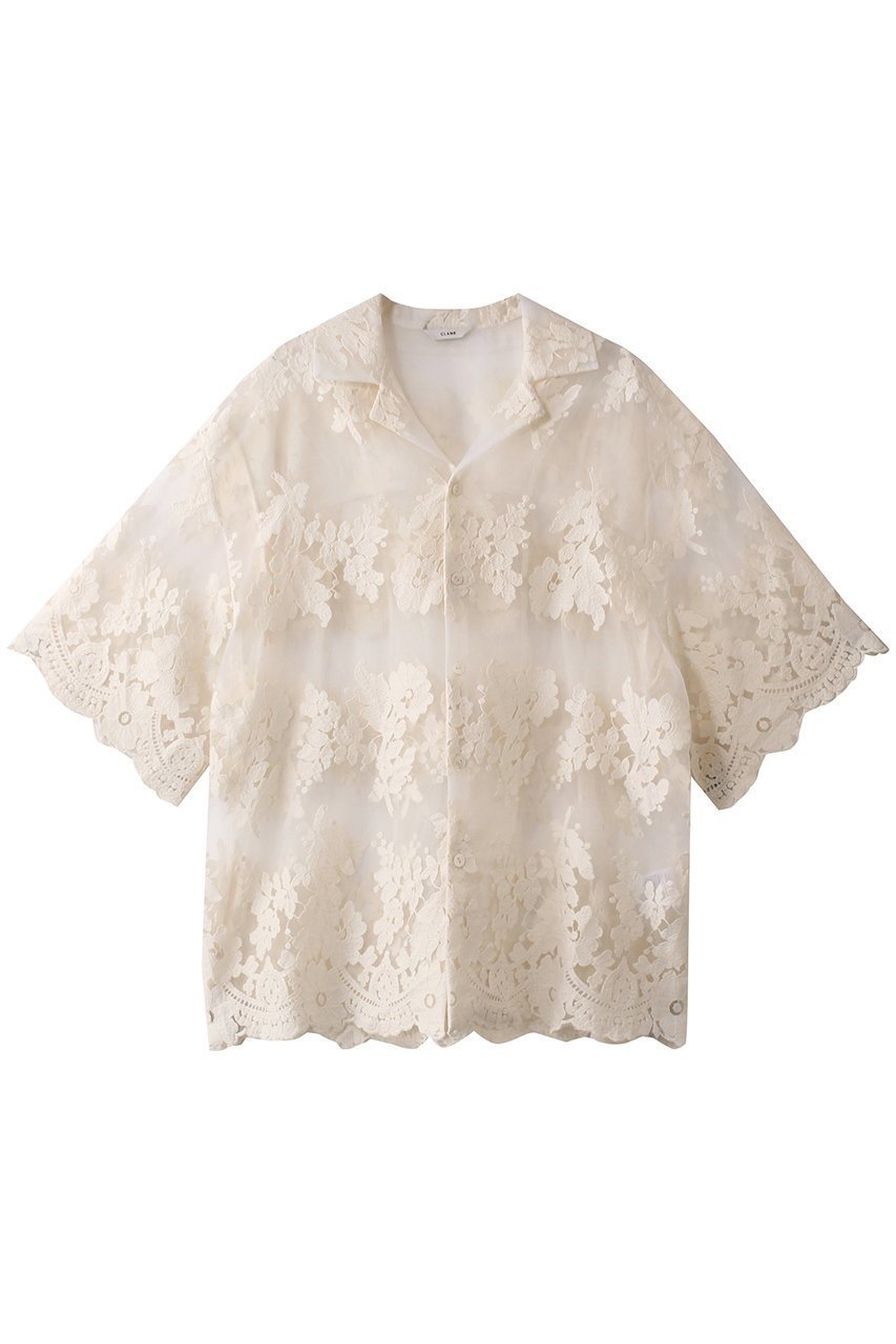 【クラネ/CLANE】のSHEER FLOWER LACE SHIRT/シャツ インテリア・キッズ・メンズ・レディースファッション・服の通販 founy(ファニー) 　ファッション　Fashion　レディースファッション　Fashion for Women　トップス・カットソー　Cut & Sew Tops　シャツ・ブラウス・オフィスカジュアル　Elegant Blouses & Button-Ups　シアー　Sheer, See-Through　ショート　Short, Short Length　スカラップ　Scallop, Scalloped Edge　スリーブ　Sleeve, Long Sleeve / Short Sleeve　フラワー　Flower, Floral　モチーフ　Motif, Design Theme　レース　Lace, Lace Fabric　ヴィンテージ　Vintage Style　夏　Summer　春　Spring　S/S・春夏　SS, Spring/Summer, Warm Season　IVORY|ID: prp329100004504567 ipo3291000000035366562