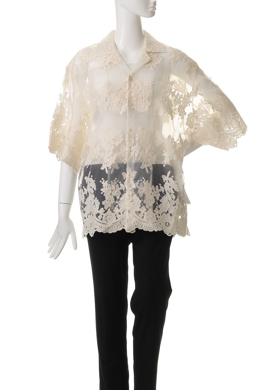 【クラネ/CLANE】のSHEER FLOWER LACE SHIRT/シャツ 人気、トレンドファッション・服の通販 founy(ファニー) 　ファッション　Fashion　レディースファッション　Fashion for Women　トップス・カットソー　Cut & Sew Tops　シャツ・ブラウス・オフィスカジュアル　Elegant Blouses & Button-Ups　シアー　Sheer, See-Through　ショート　Short, Short Length　スカラップ　Scallop, Scalloped Edge　スリーブ　Sleeve, Long Sleeve / Short Sleeve　フラワー　Flower, Floral　モチーフ　Motif, Design Theme　レース　Lace, Lace Fabric　ヴィンテージ　Vintage Style　夏　Summer　春　Spring　S/S・春夏　SS, Spring/Summer, Warm Season　other-2|ID: prp329100004504567 ipo3291000000035366563