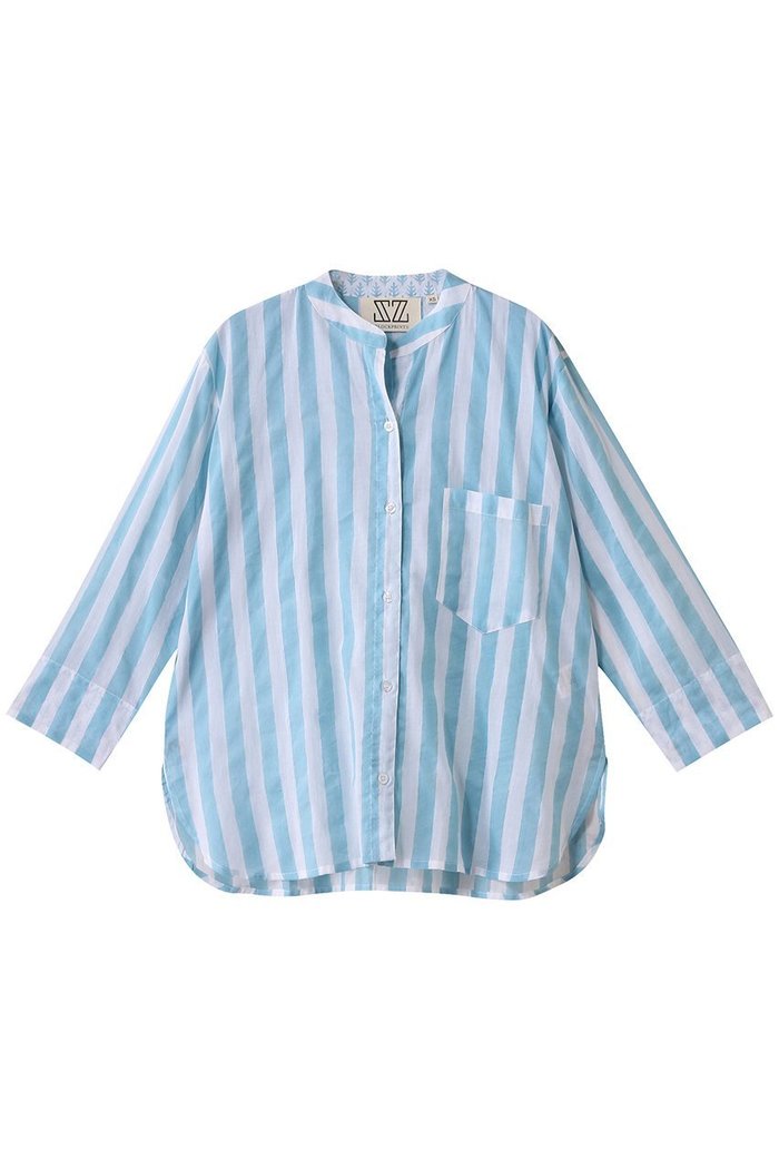 【エスゼット ブロックプリント/SZ Blockprints】のGURU TOP THICK STRIPE ノーカラーシャツ インテリア・キッズ・メンズ・レディースファッション・服の通販 founy(ファニー) https://founy.com/ ファッション Fashion レディースファッション Fashion for Women トップス・カットソー Cut & Sew Tops シャツ・ブラウス・オフィスカジュアル Elegant Blouses & Button-Ups ストライプ Stripe, Striped Pattern スリーブ Sleeve, Long Sleeve / Short Sleeve センター Center, Center Line デニム Denim, Jeans Material フレア Flare, Flared ボトム Bottoms, Lower Wear ロング Long, Long-Length ワイド Wide, Wide Fit 定番 Standard, Basic Item 春 Spring |ID: prp329100004504571 ipo3291000000036394971