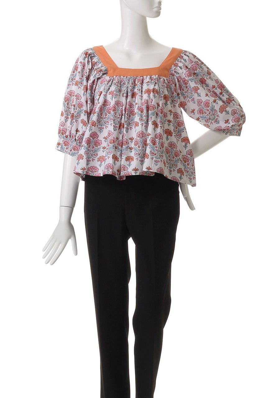 【エスゼット ブロックプリント/SZ Blockprints】のVITI TOP GERANIUM スクエアネックブラウス 人気、トレンドファッション・服の通販 founy(ファニー) ファッション Fashion レディースファッション Fashion for Women トップス・カットソー Cut & Sew Tops シャツ・ブラウス・オフィスカジュアル Elegant Blouses & Button-Ups ギャザー Gathered, Ruffled ショート Short, Short Length スクエア Square, Square Shape スリーブ Sleeve, Long Sleeve / Short Sleeve バランス Balance, Style Balance フェミニン Feminine, Girly ボトム Bottoms, Lower Wear 無地 Plain, Solid Color other-2|ID: prp329100004504572 ipo3291000000032909437