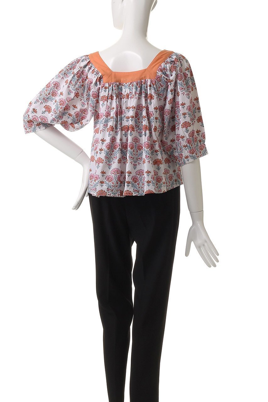 【エスゼット ブロックプリント/SZ Blockprints】のVITI TOP GERANIUM スクエアネックブラウス 人気、トレンドファッション・服の通販 founy(ファニー) ファッション Fashion レディースファッション Fashion for Women トップス・カットソー Cut & Sew Tops シャツ・ブラウス・オフィスカジュアル Elegant Blouses & Button-Ups ギャザー Gathered, Ruffled ショート Short, Short Length スクエア Square, Square Shape スリーブ Sleeve, Long Sleeve / Short Sleeve バランス Balance, Style Balance フェミニン Feminine, Girly ボトム Bottoms, Lower Wear 無地 Plain, Solid Color other-4|ID: prp329100004504572 ipo3291000000032909444