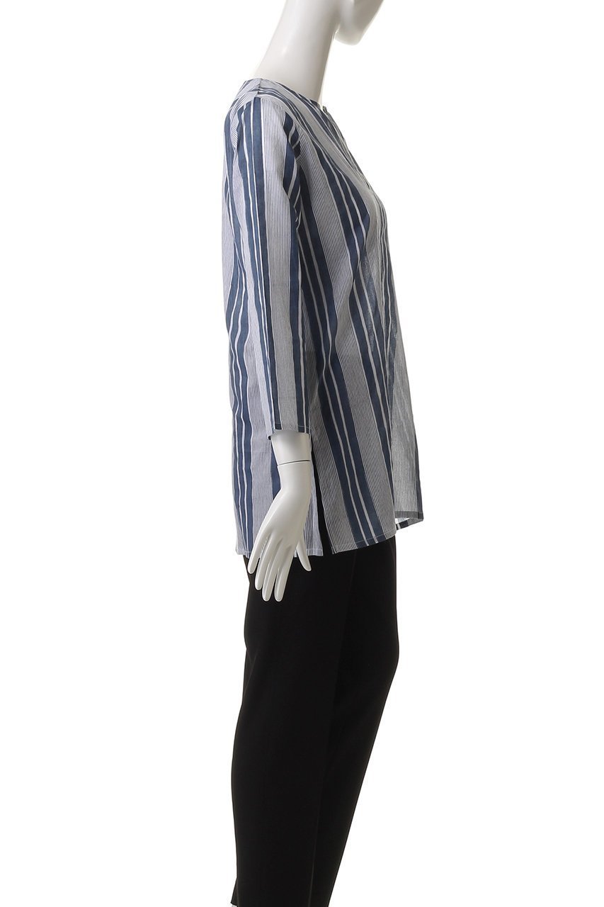 【エスゼット ブロックプリント/SZ Blockprints】のPRIMAVERA TUNIE SEASIDE STRIPE スキッパーチュニックブラウス 人気、トレンドファッション・服の通販 founy(ファニー) 　ファッション　Fashion　レディースファッション　Fashion for Women　トップス・カットソー　Cut & Sew Tops　シャツ・ブラウス・オフィスカジュアル　Elegant Blouses & Button-Ups　スタイリッシュ　Stylish, Fashionable　ストライプ　Stripe, Striped Pattern　スリット　Slit, Slit Detail　スリーブ　Sleeve, Long Sleeve / Short Sleeve　リゾート　Resort, Vacation Style　ロング　Long, Long-Length　other-3|ID: prp329100004504575 ipo3291000000032909507