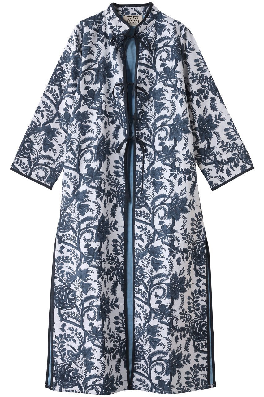 【エスゼット ブロックプリント/SZ Blockprints】のELSA SUMMER COAT BIG PHOOL スタンドカラーコート 人気、トレンドファッション・服の通販 founy(ファニー) 　ファッション　Fashion　レディースファッション　Fashion for Women　アウター　Coat / Outerwear Collection　コート・ロングコート・ピーコート　Long Coats, Peacoats & More　オリエンタル　Oriental Pattern　スタンド　Stand Collar, Upright Stand　スリット　Slit, Slit Detail　パイピング　Piping, Trim Design　ビーチ　Beach, Seaside　ロング　Long, Long-Length　夏　Summer　無地　Plain, Solid Color　 other-1|ID: prp329100004504580 ipo3291000000032923614