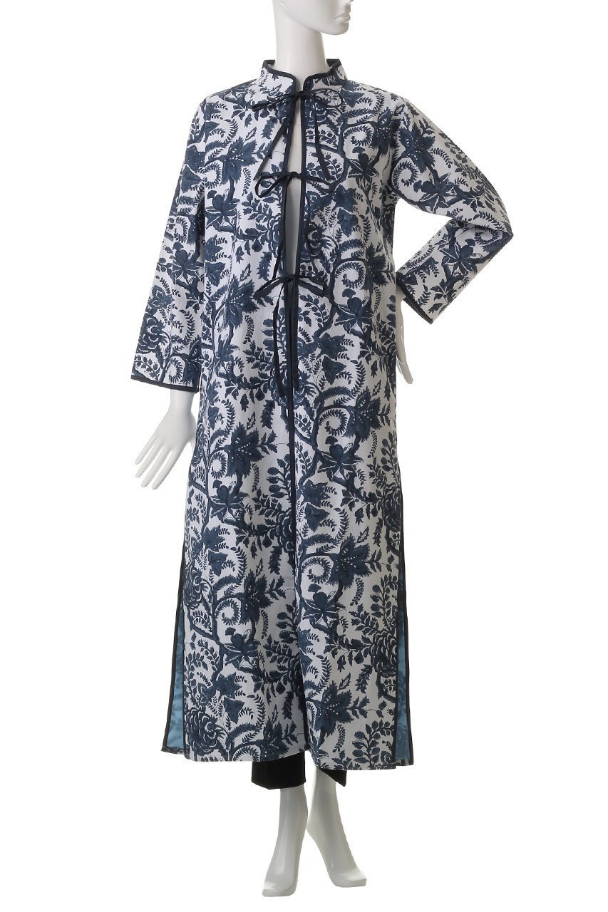 【エスゼット ブロックプリント/SZ Blockprints】のELSA SUMMER COAT BIG PHOOL スタンドカラーコート 人気、トレンドファッション・服の通販 founy(ファニー) 　ファッション　Fashion　レディースファッション　Fashion for Women　アウター　Coat / Outerwear Collection　コート・ロングコート・ピーコート　Long Coats, Peacoats & More　オリエンタル　Oriental Pattern　スタンド　Stand Collar, Upright Stand　スリット　Slit, Slit Detail　パイピング　Piping, Trim Design　ビーチ　Beach, Seaside　ロング　Long, Long-Length　夏　Summer　無地　Plain, Solid Color　other-2|ID: prp329100004504580 ipo3291000000032923636