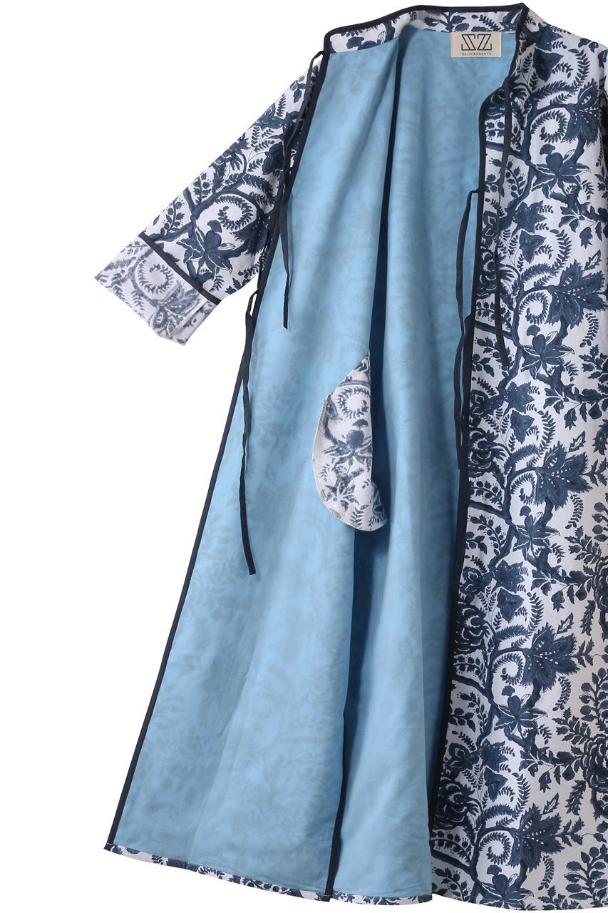 【エスゼット ブロックプリント/SZ Blockprints】のELSA SUMMER COAT BIG PHOOL スタンドカラーコート 人気、トレンドファッション・服の通販 founy(ファニー) 　ファッション　Fashion　レディースファッション　Fashion for Women　アウター　Coat / Outerwear Collection　コート・ロングコート・ピーコート　Long Coats, Peacoats & More　オリエンタル　Oriental Pattern　スタンド　Stand Collar, Upright Stand　スリット　Slit, Slit Detail　パイピング　Piping, Trim Design　ビーチ　Beach, Seaside　ロング　Long, Long-Length　夏　Summer　無地　Plain, Solid Color　other-6|ID: prp329100004504580 ipo3291000000032923670