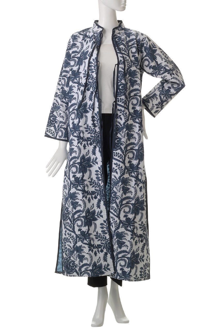 【エスゼット ブロックプリント/SZ Blockprints】のELSA SUMMER COAT BIG PHOOL スタンドカラーコート 人気、トレンドファッション・服の通販 founy(ファニー) 　ファッション　Fashion　レディースファッション　Fashion for Women　アウター　Coat / Outerwear Collection　コート・ロングコート・ピーコート　Long Coats, Peacoats & More　オリエンタル　Oriental Pattern　スタンド　Stand Collar, Upright Stand　スリット　Slit, Slit Detail　パイピング　Piping, Trim Design　ビーチ　Beach, Seaside　ロング　Long, Long-Length　夏　Summer　無地　Plain, Solid Color　other-7|ID: prp329100004504580 ipo3291000000032923681